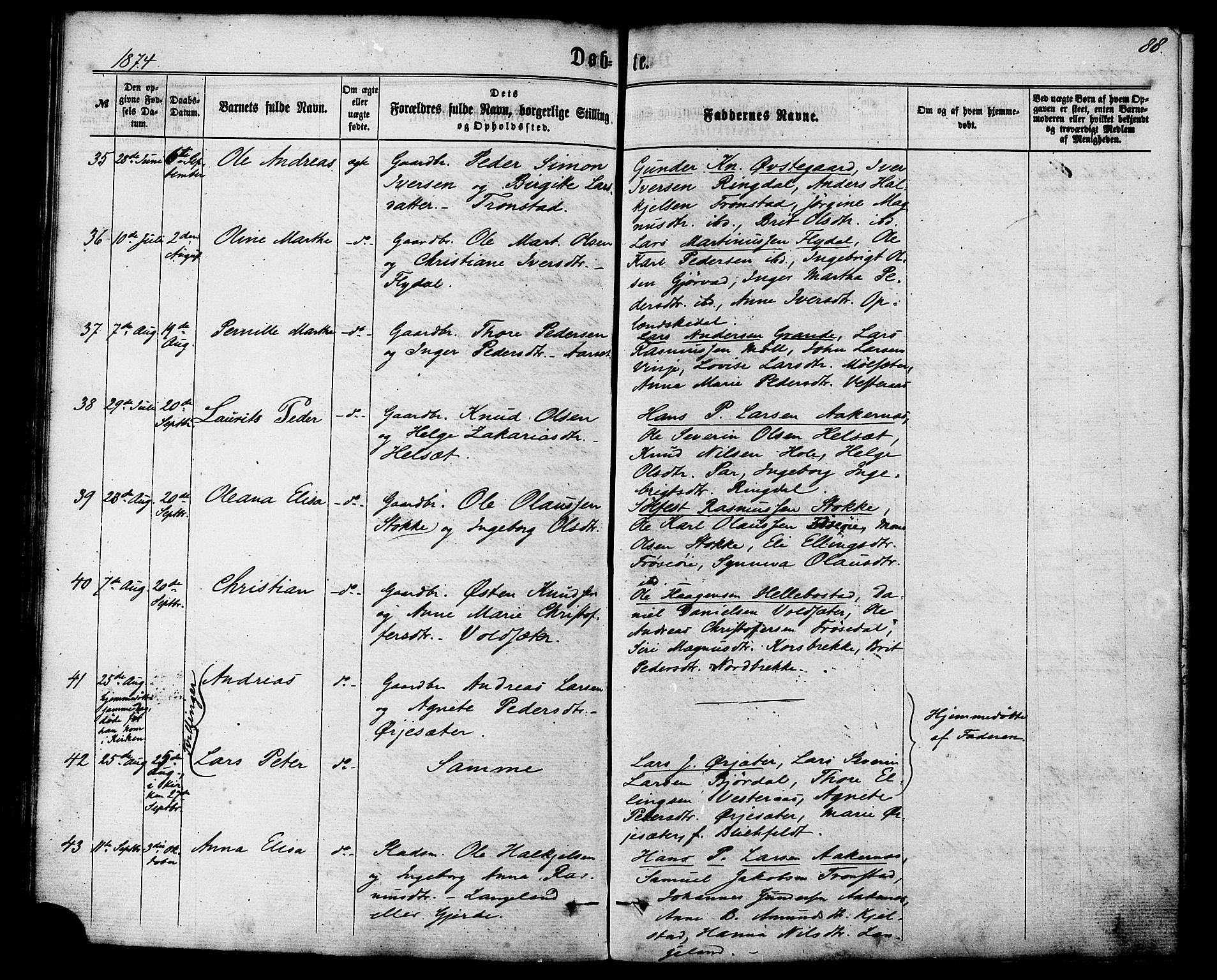 Ministerialprotokoller, klokkerbøker og fødselsregistre - Møre og Romsdal, AV/SAT-A-1454/517/L0226: Parish register (official) no. 517A06, 1862-1881, p. 88