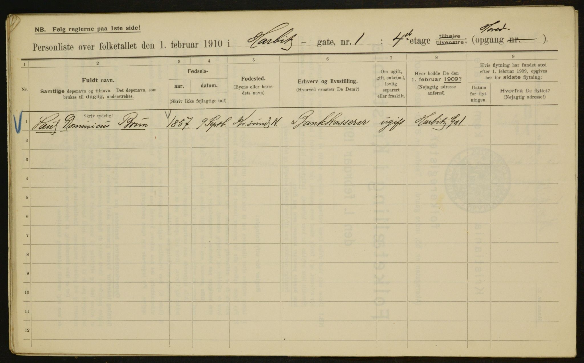 OBA, Municipal Census 1910 for Kristiania, 1910, p. 32879