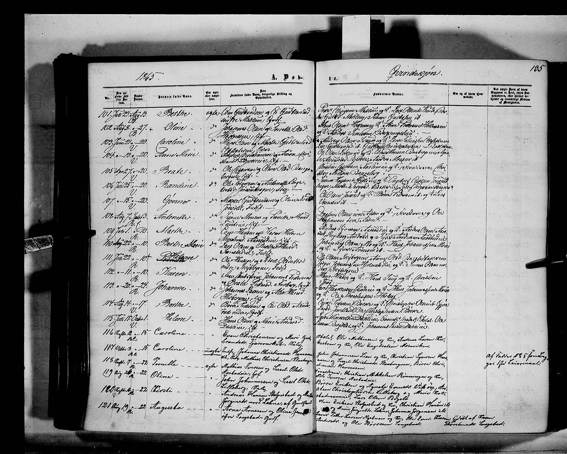 Ringsaker prestekontor, AV/SAH-PREST-014/K/Ka/L0010: Parish register (official) no. 10, 1861-1869, p. 135