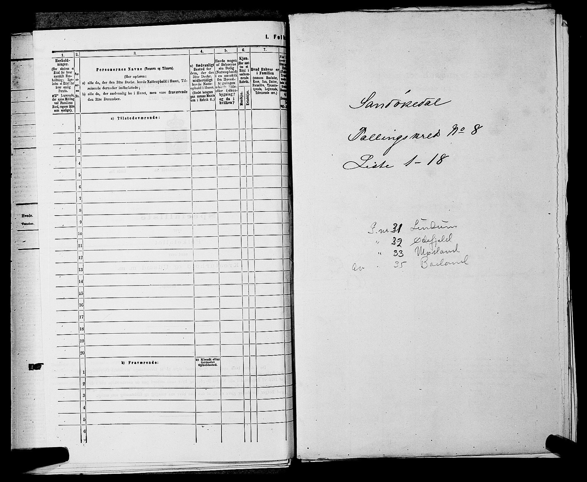 SAKO, 1875 census for 0816P Sannidal, 1875, p. 597