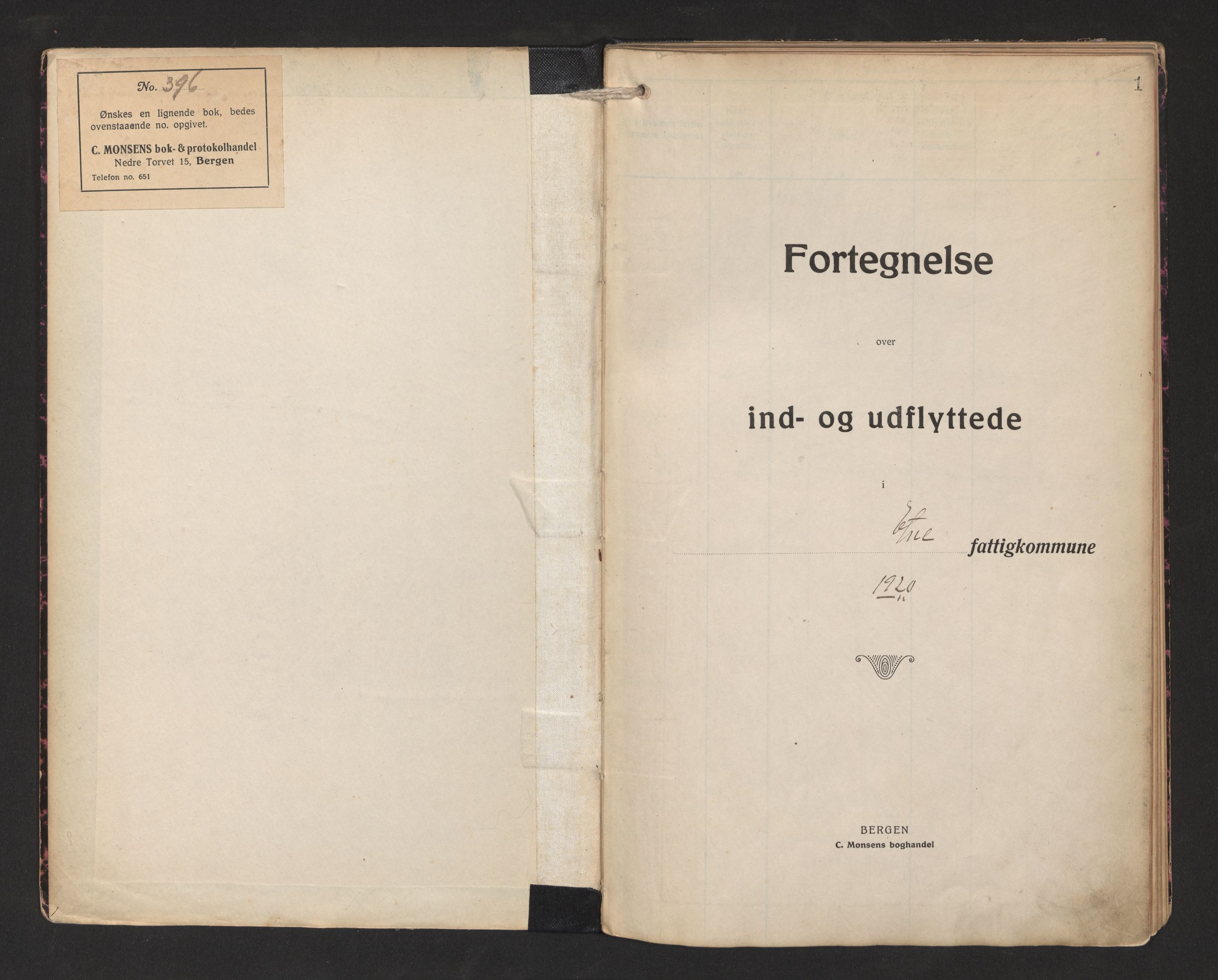 Lensmannen i Etne, AV/SAB-A-31601/0020/L0002: Protokoll over inn- og utflytte, 1920-1937