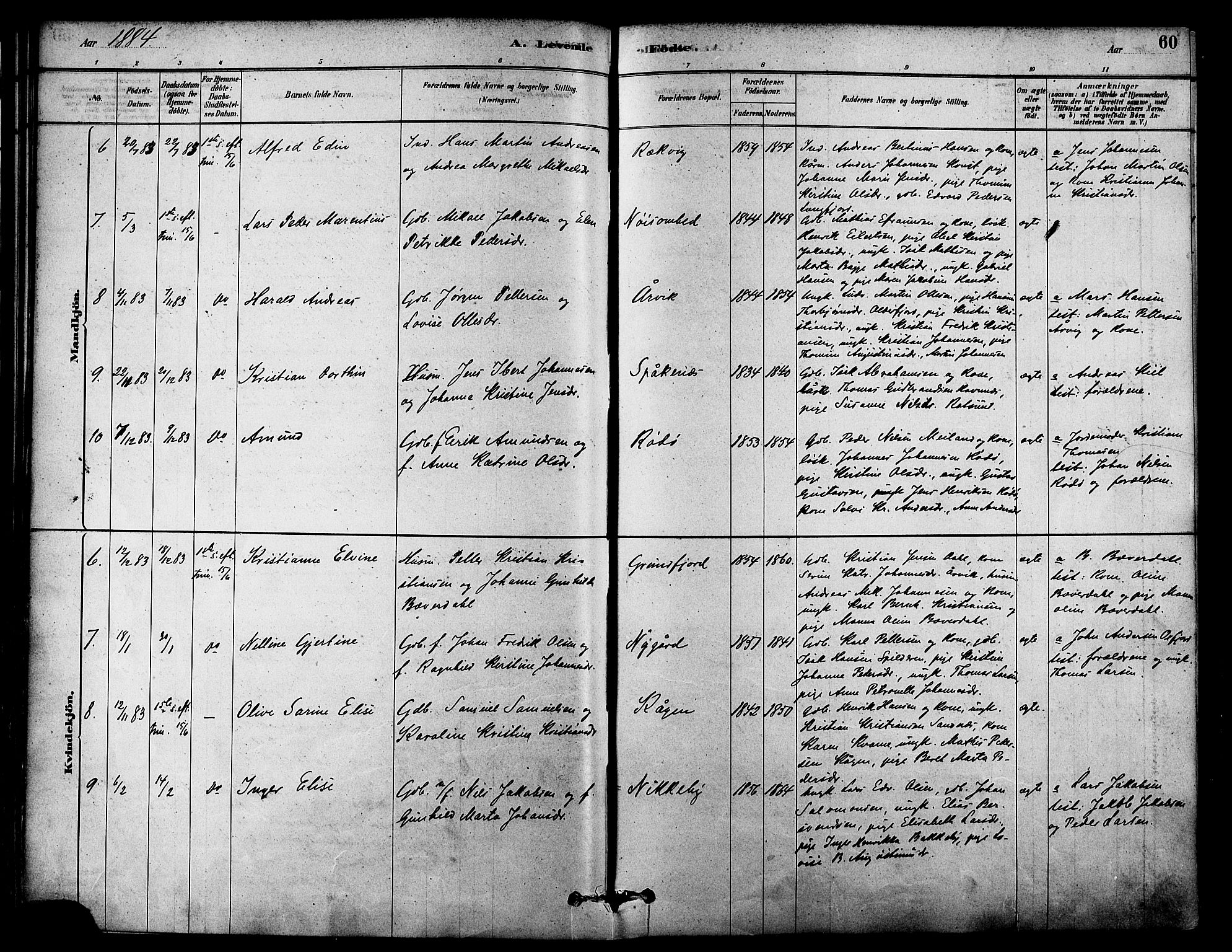 Skjervøy sokneprestkontor, AV/SATØ-S-1300/H/Ha/Haa/L0009kirke: Parish register (official) no. 9, 1878-1887, p. 60