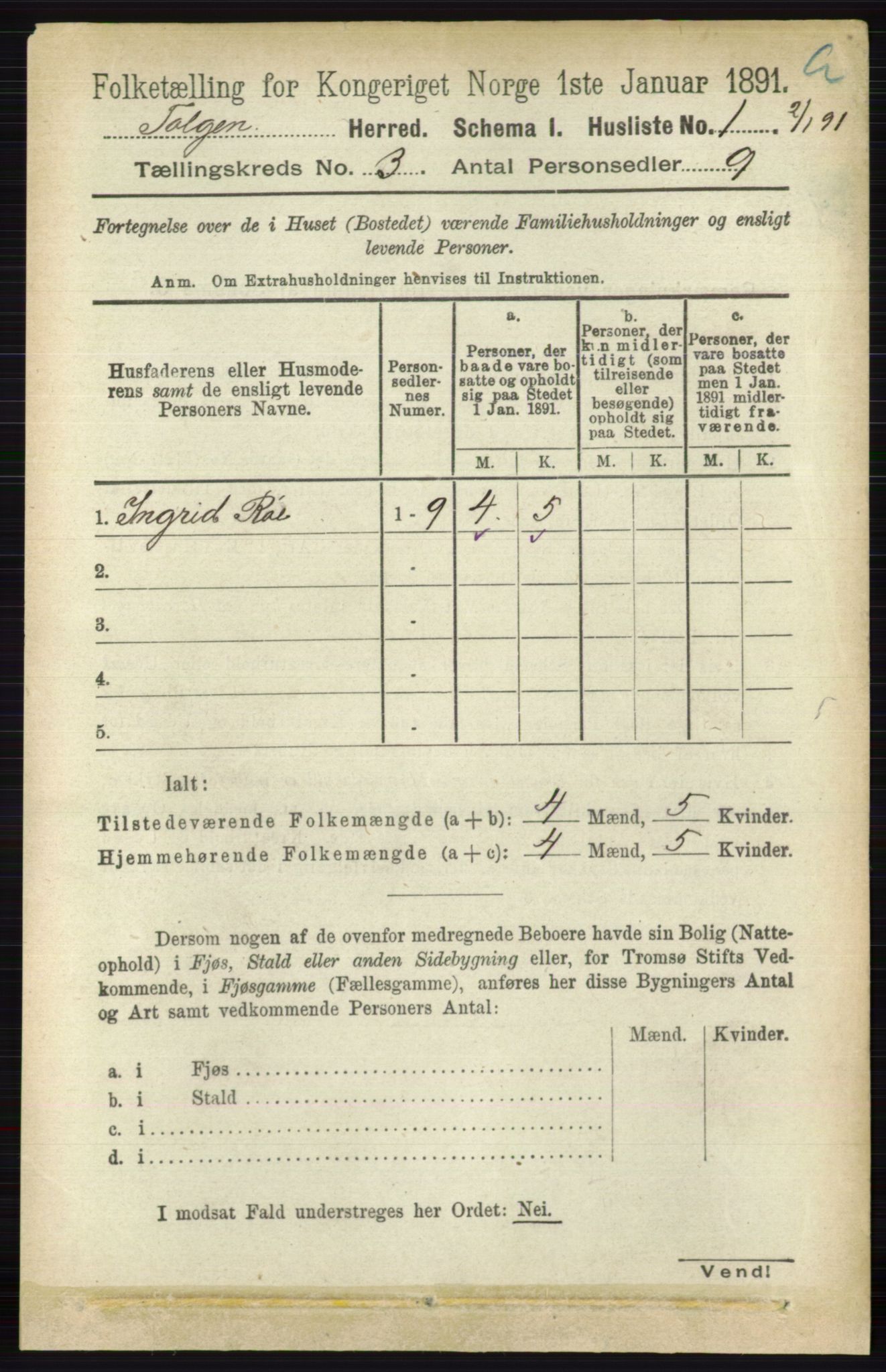 RA, 1891 census for 0436 Tolga, 1891, p. 498