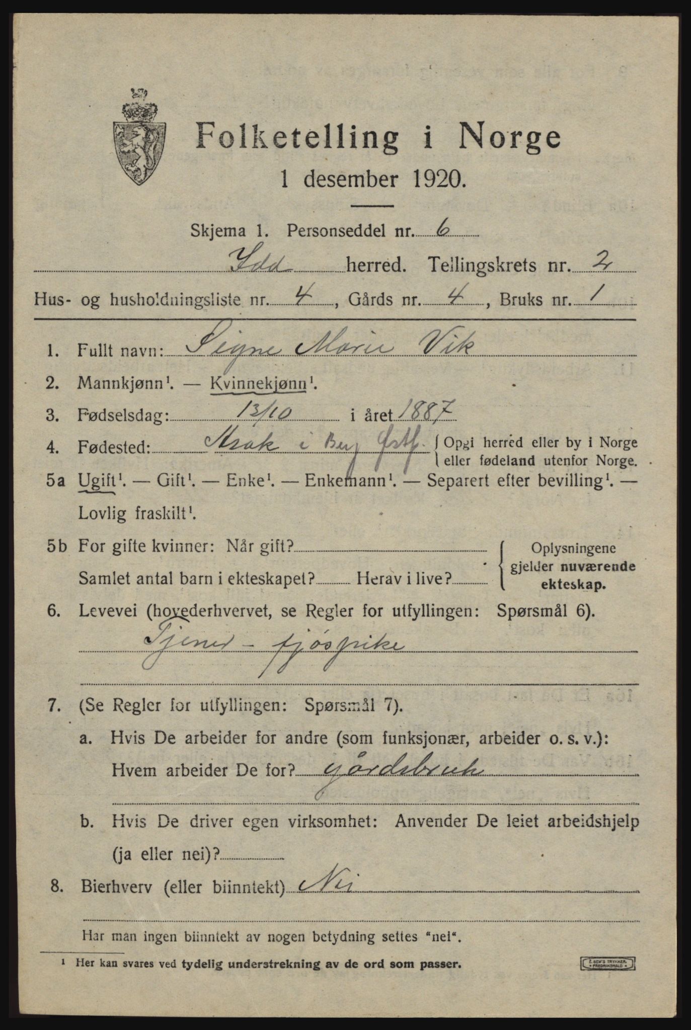 SAO, 1920 census for Idd, 1920, p. 2340