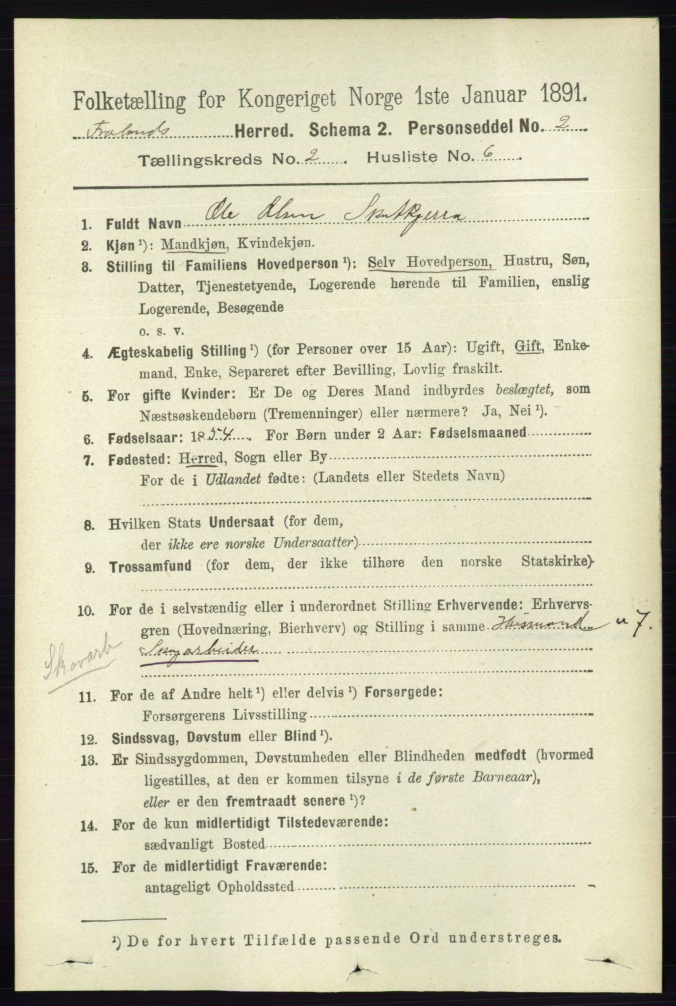 RA, 1891 census for 0919 Froland, 1891, p. 520