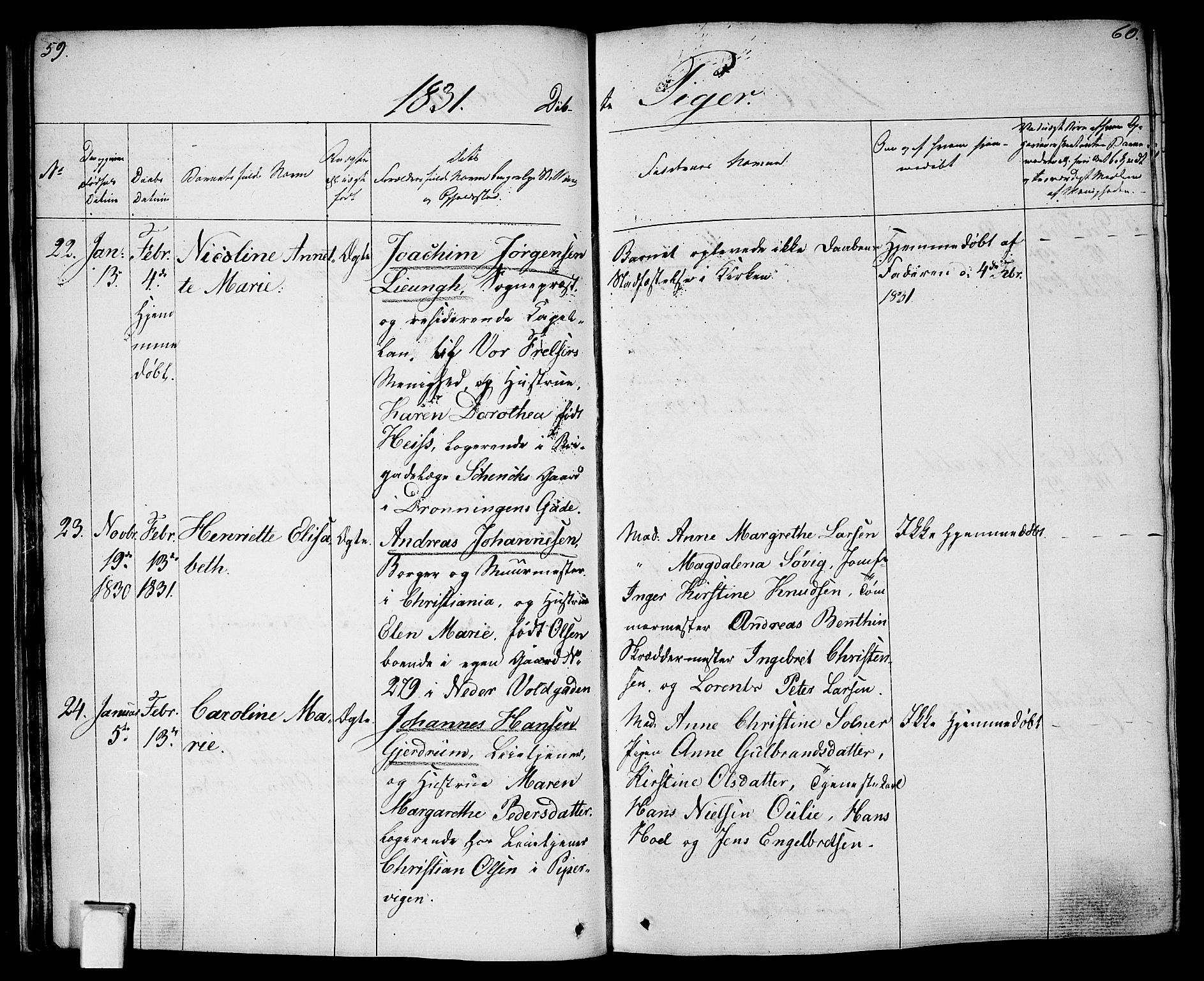 Oslo domkirke Kirkebøker, SAO/A-10752/F/Fa/L0011: Parish register (official) no. 11, 1830-1836, p. 59-60