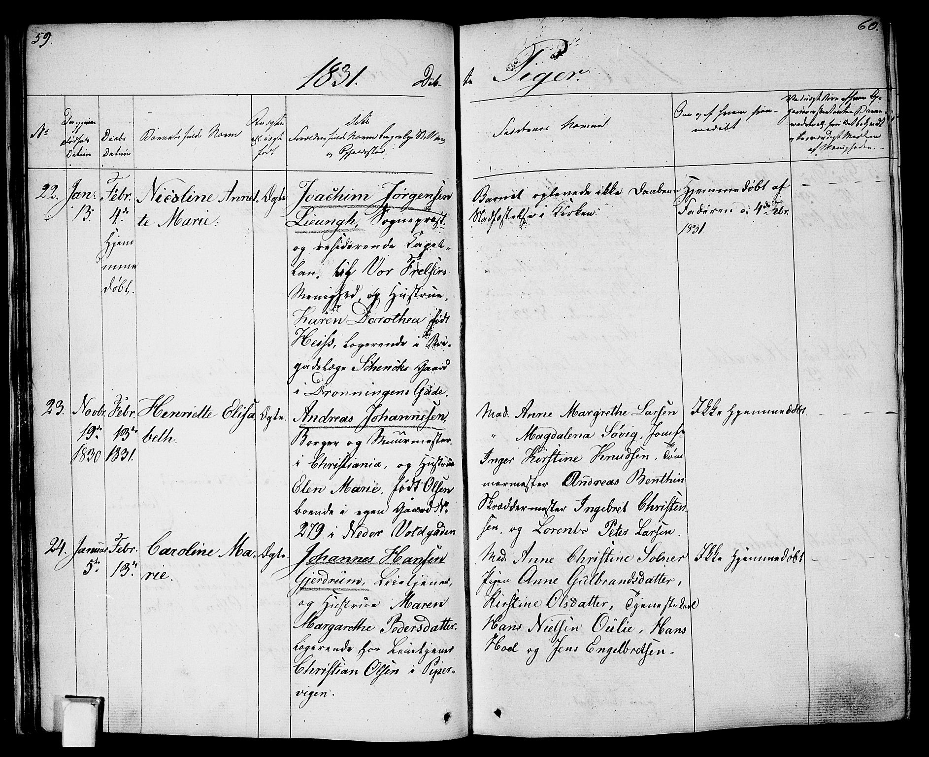 Oslo domkirke Kirkebøker, AV/SAO-A-10752/F/Fa/L0011: Parish register (official) no. 11, 1830-1836, p. 59-60