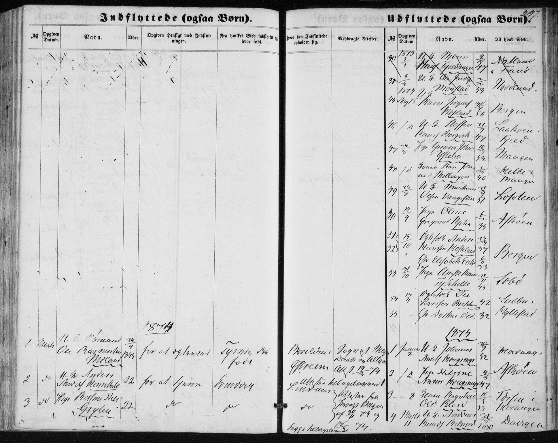 Lindås Sokneprestembete, SAB/A-76701/H/Haa: Parish register (official) no. A 16, 1863-1875, p. 297