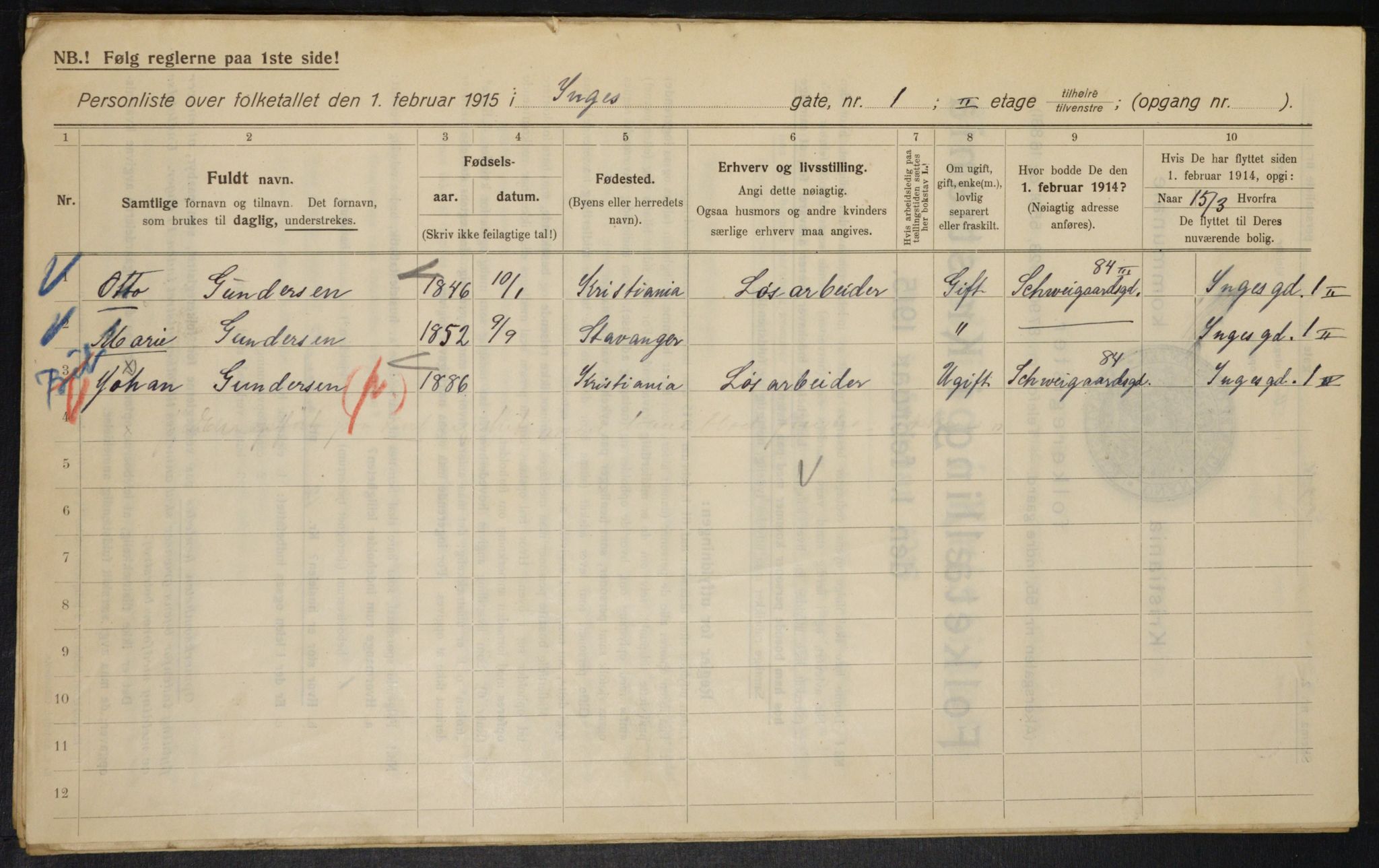 OBA, Municipal Census 1915 for Kristiania, 1915, p. 43389