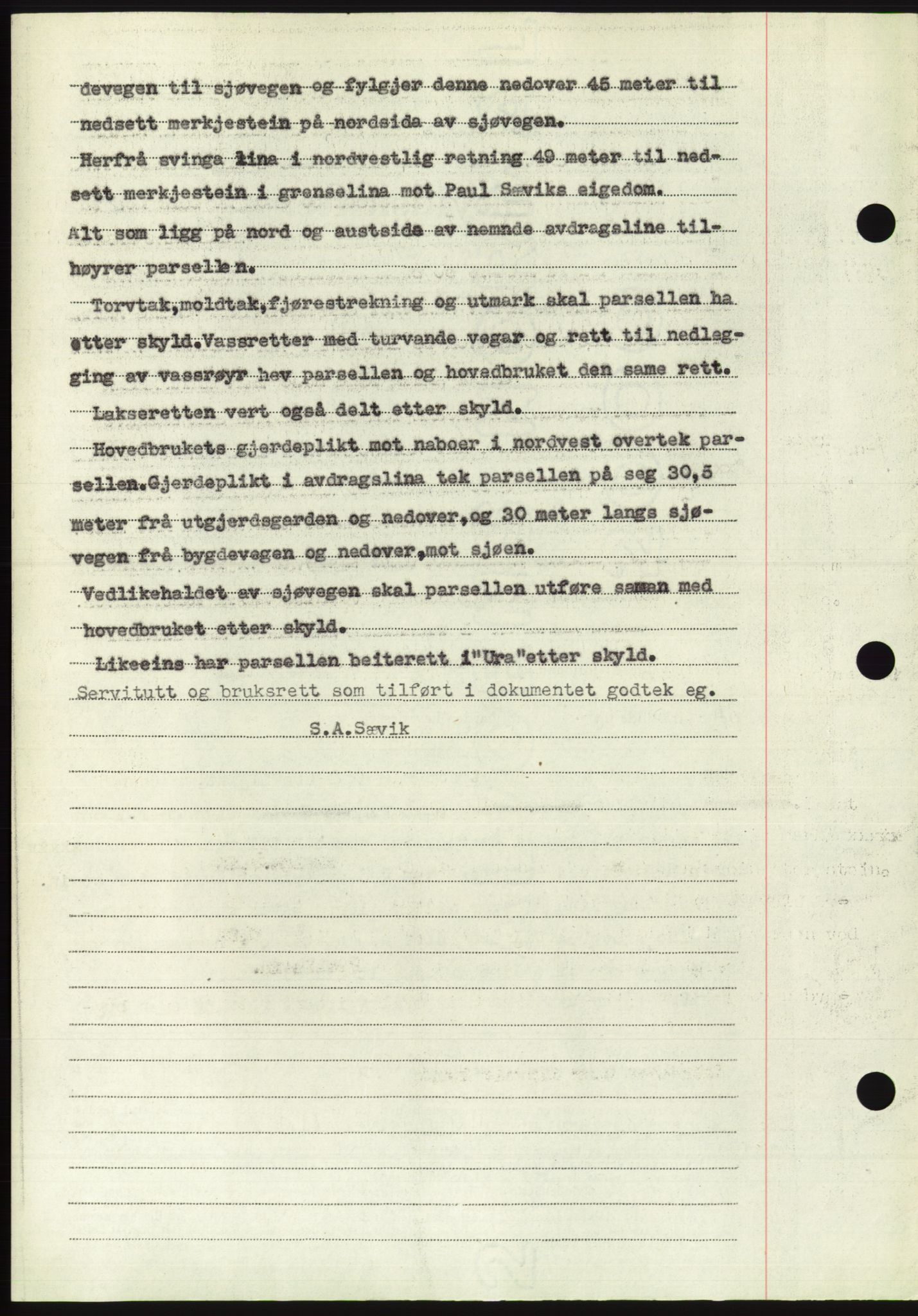 Søre Sunnmøre sorenskriveri, AV/SAT-A-4122/1/2/2C/L0084: Mortgage book no. 10A, 1949-1949, Diary no: : 806/1949