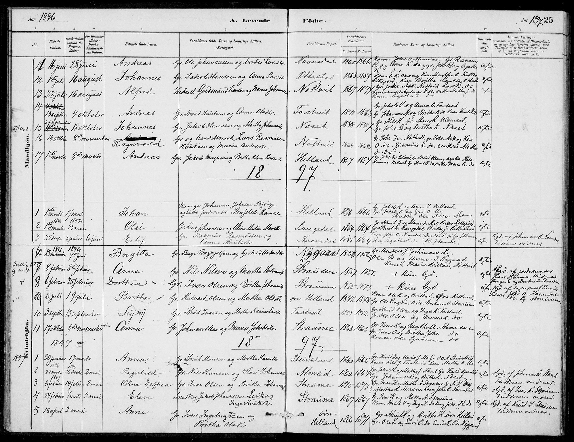 Hosanger sokneprestembete, SAB/A-75801/H/Haa: Parish register (official) no. C  1, 1880-1900, p. 25