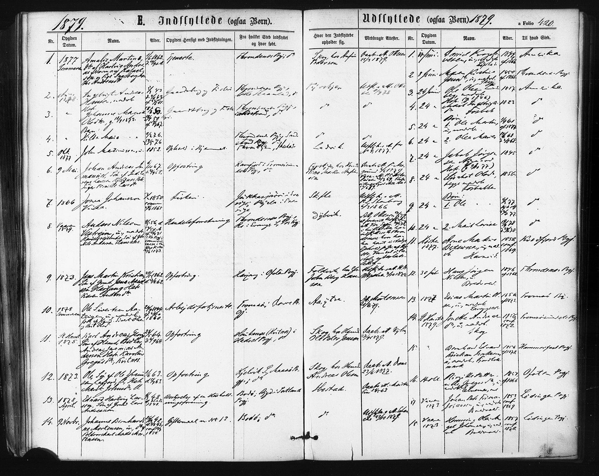Ibestad sokneprestembete, AV/SATØ-S-0077/H/Ha/Haa/L0010kirke: Parish register (official) no. 10, 1869-1879, p. 420