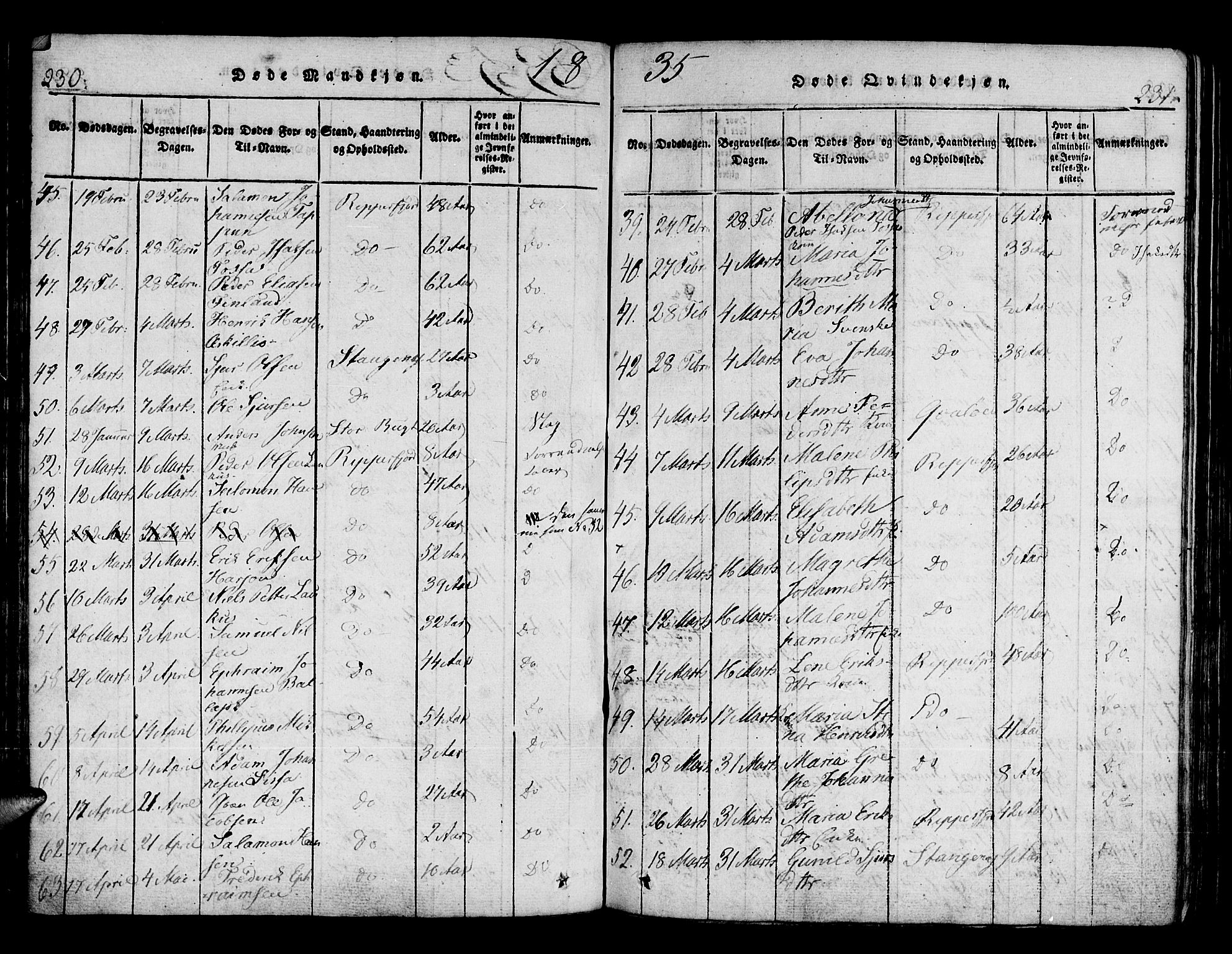 Hammerfest sokneprestkontor, SATØ/S-1347/H/Ha/L0003.kirke: Parish register (official) no. 3, 1821-1842, p. 230-231