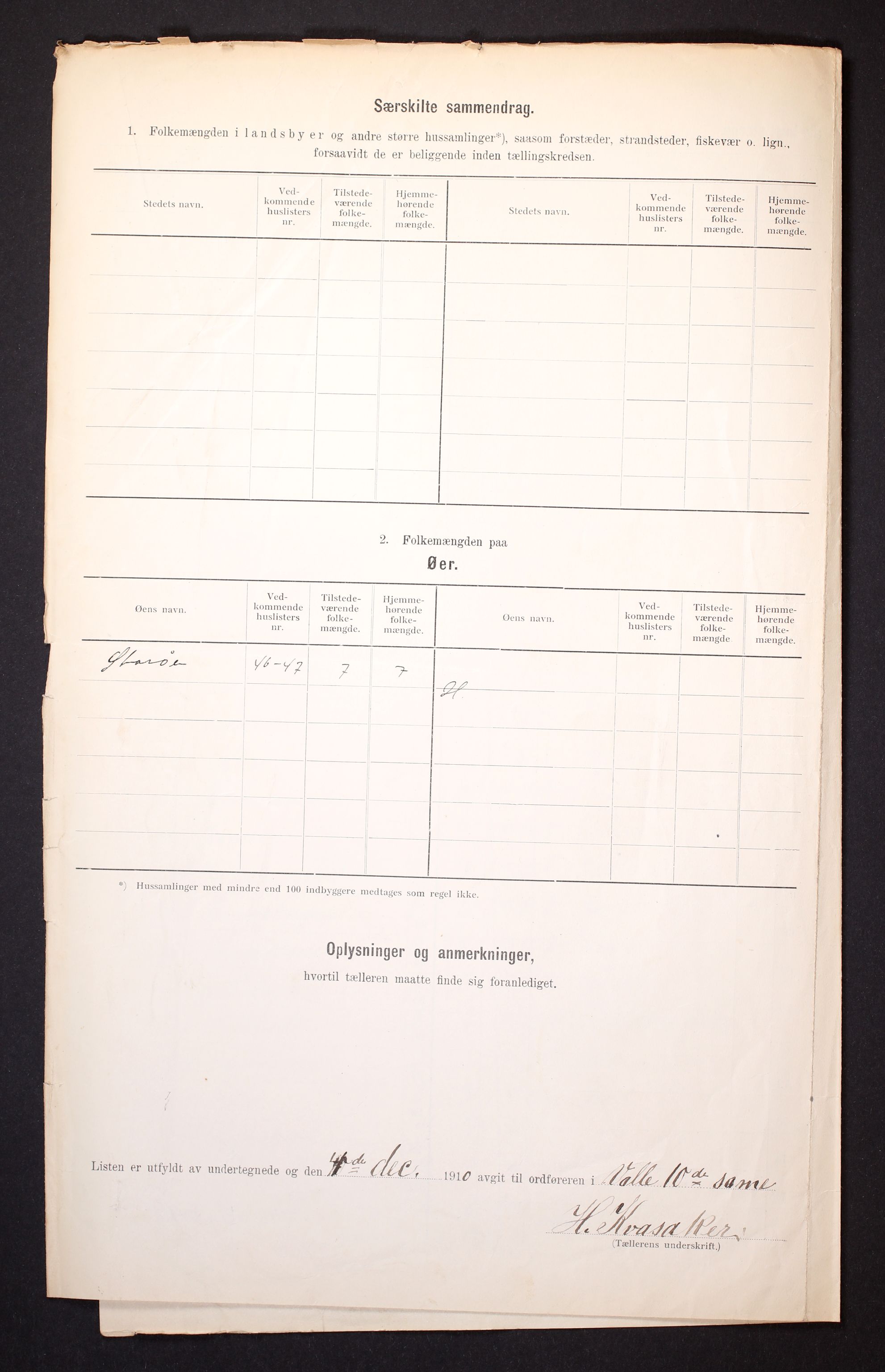 RA, 1910 census for Valle, 1910, p. 9