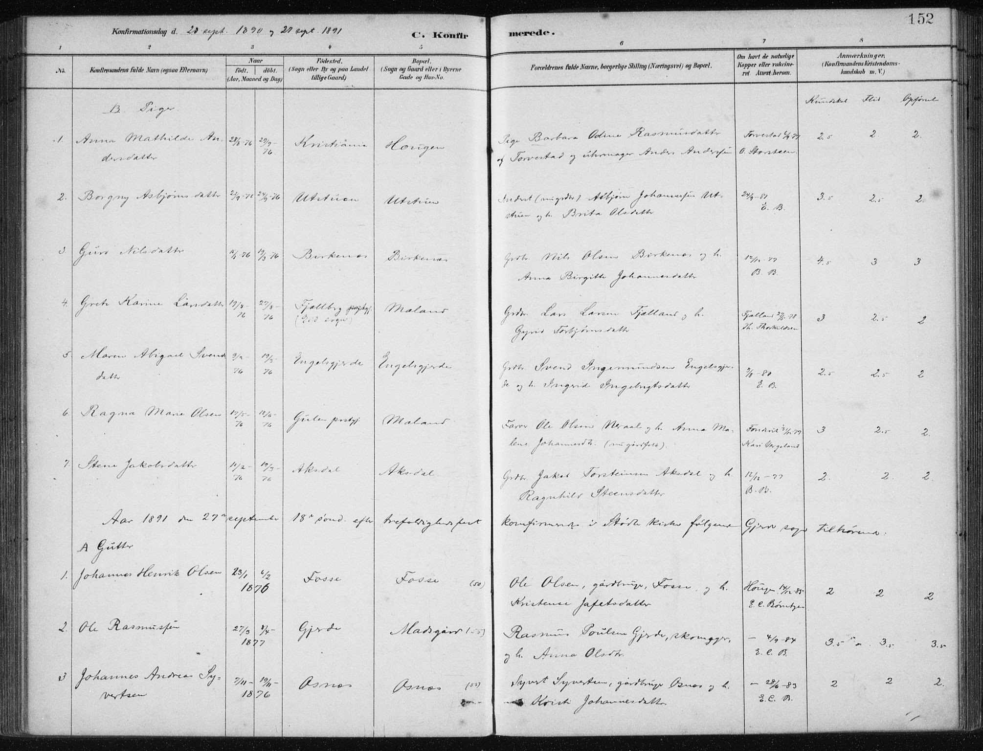 Etne sokneprestembete, AV/SAB-A-75001/H/Haa: Parish register (official) no. C  1, 1879-1919, p. 152