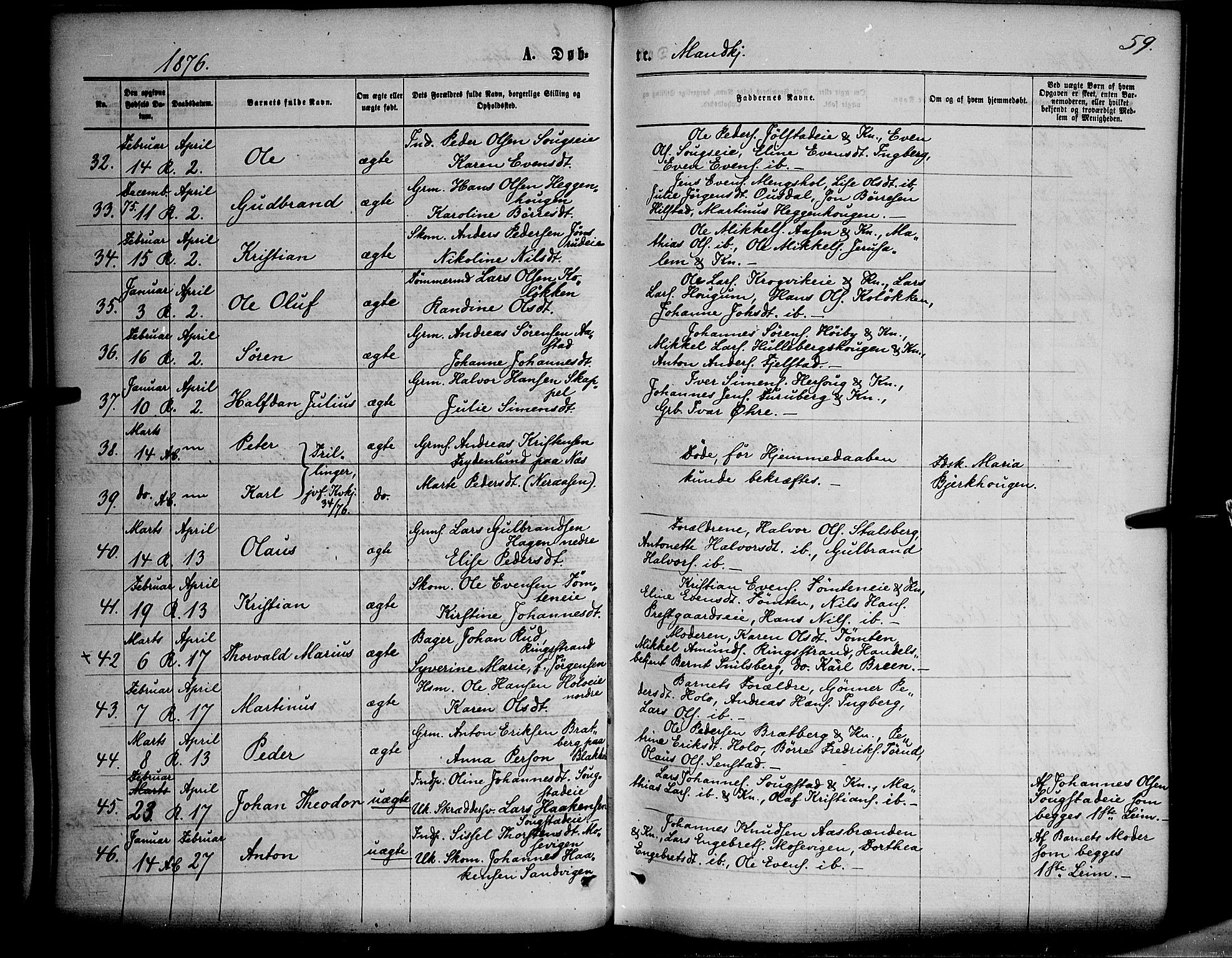 Ringsaker prestekontor, AV/SAH-PREST-014/K/Ka/L0011: Parish register (official) no. 11, 1870-1878, p. 59