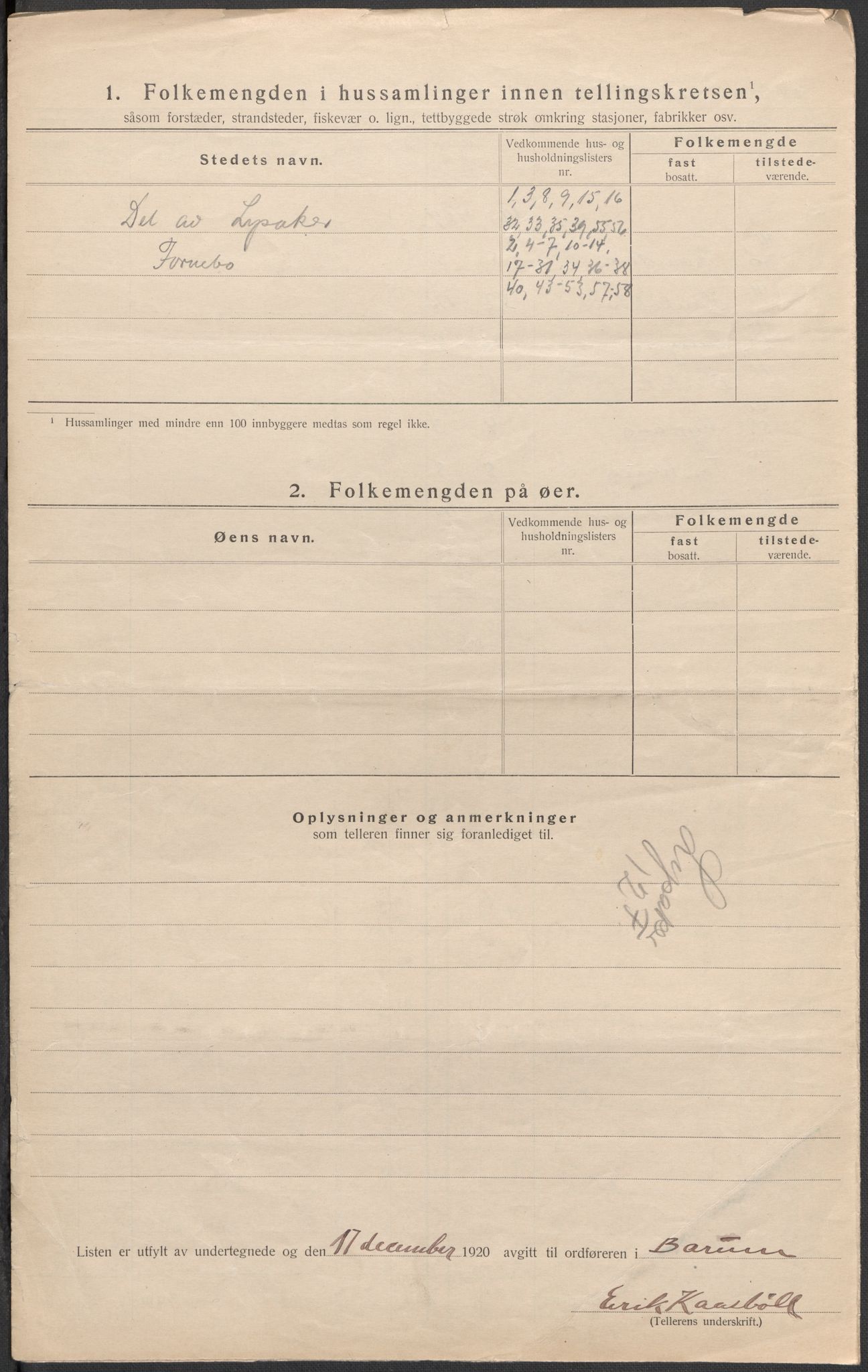 SAO, 1920 census for Bærum, 1920, p. 70