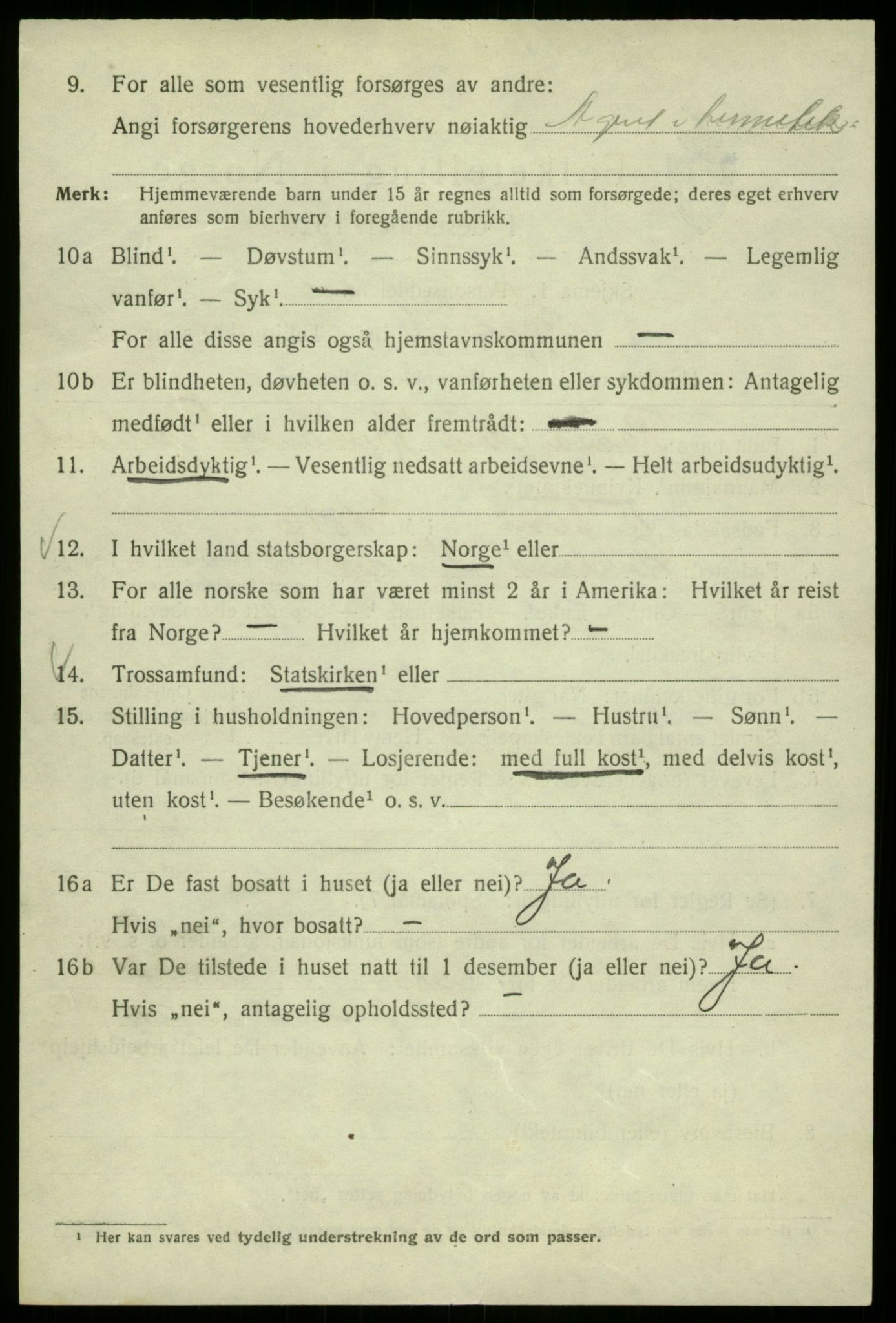 SAB, 1920 census for Bergen, 1920, p. 58190