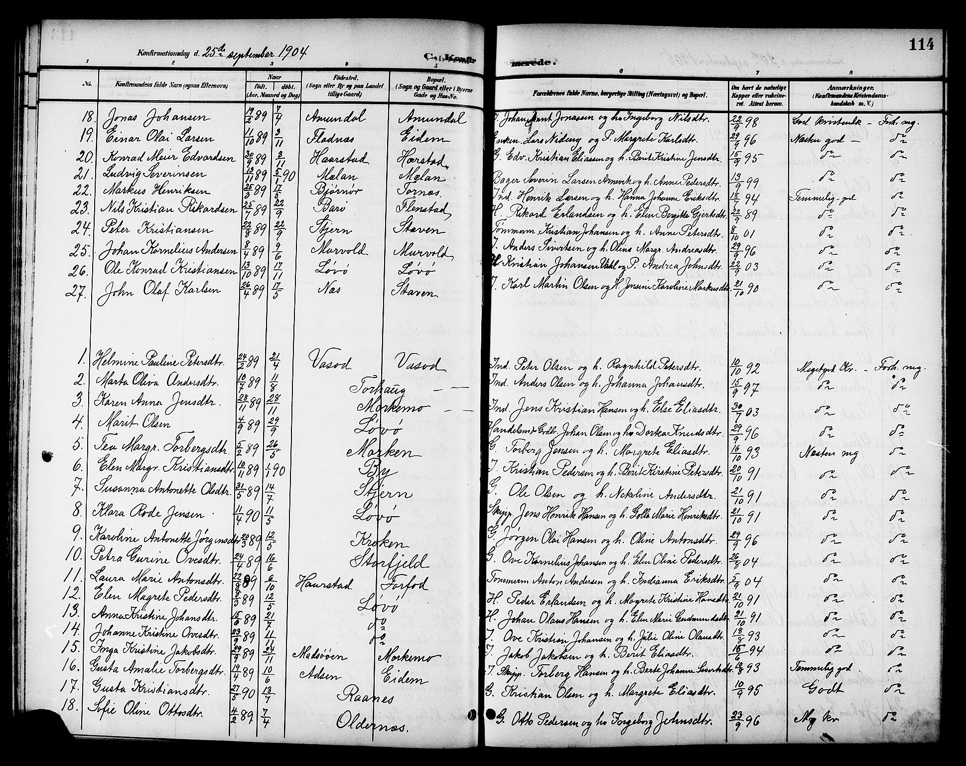 Ministerialprotokoller, klokkerbøker og fødselsregistre - Sør-Trøndelag, SAT/A-1456/655/L0688: Parish register (copy) no. 655C04, 1899-1922, p. 114