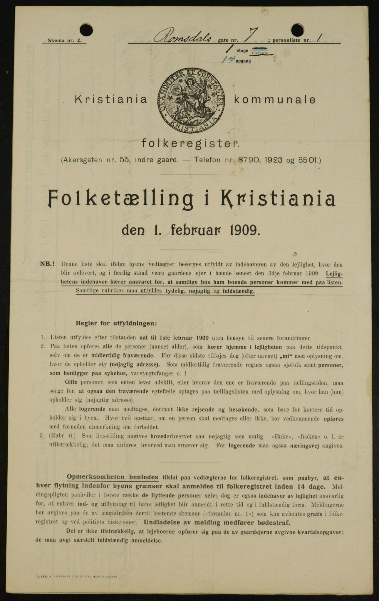 OBA, Municipal Census 1909 for Kristiania, 1909, p. 75482