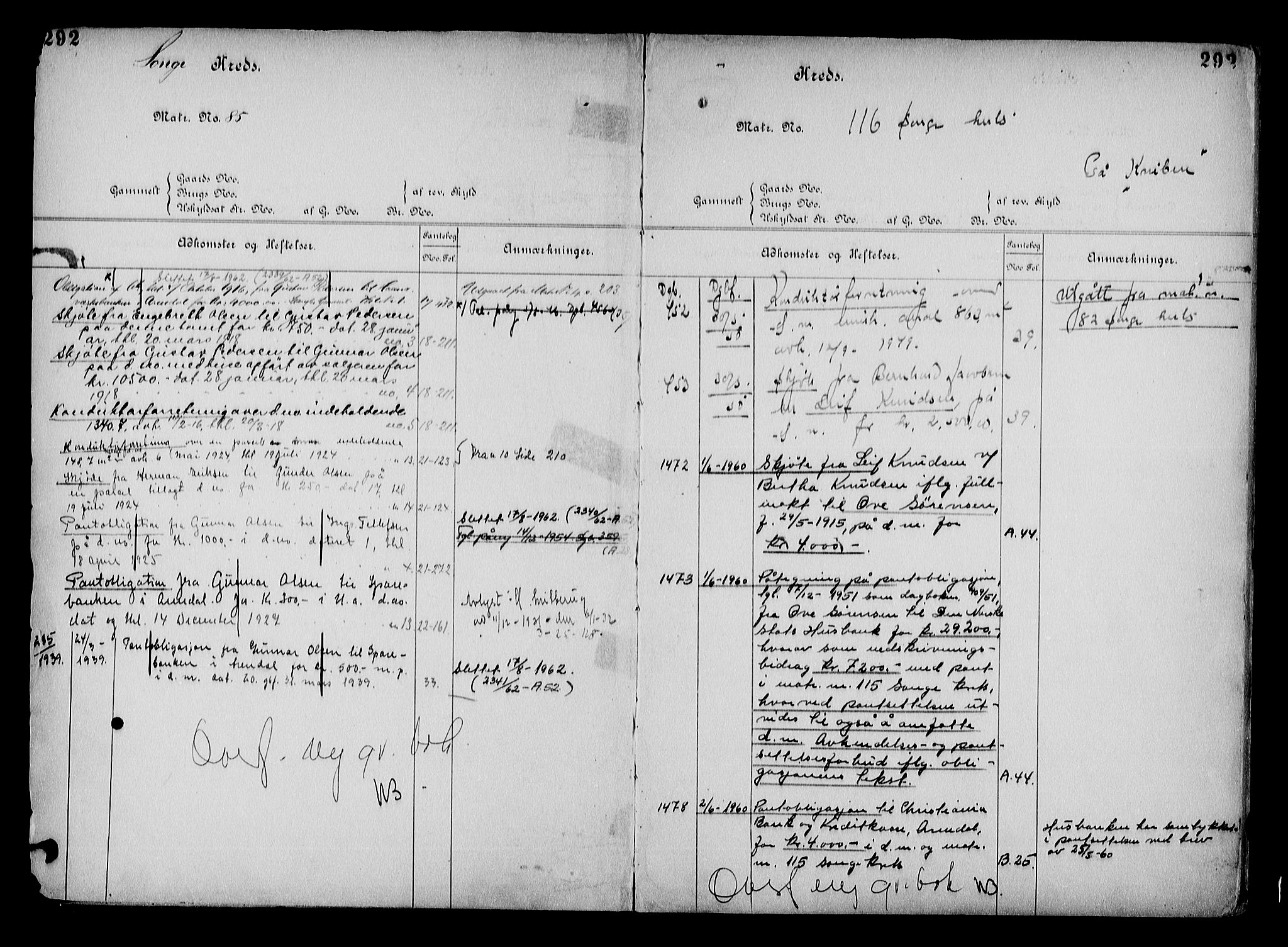 Arendal byfogd, AV/SAK-1222-0001/G/Ga/L0015: Mortgage register no. 13, 1860-1960, p. 292