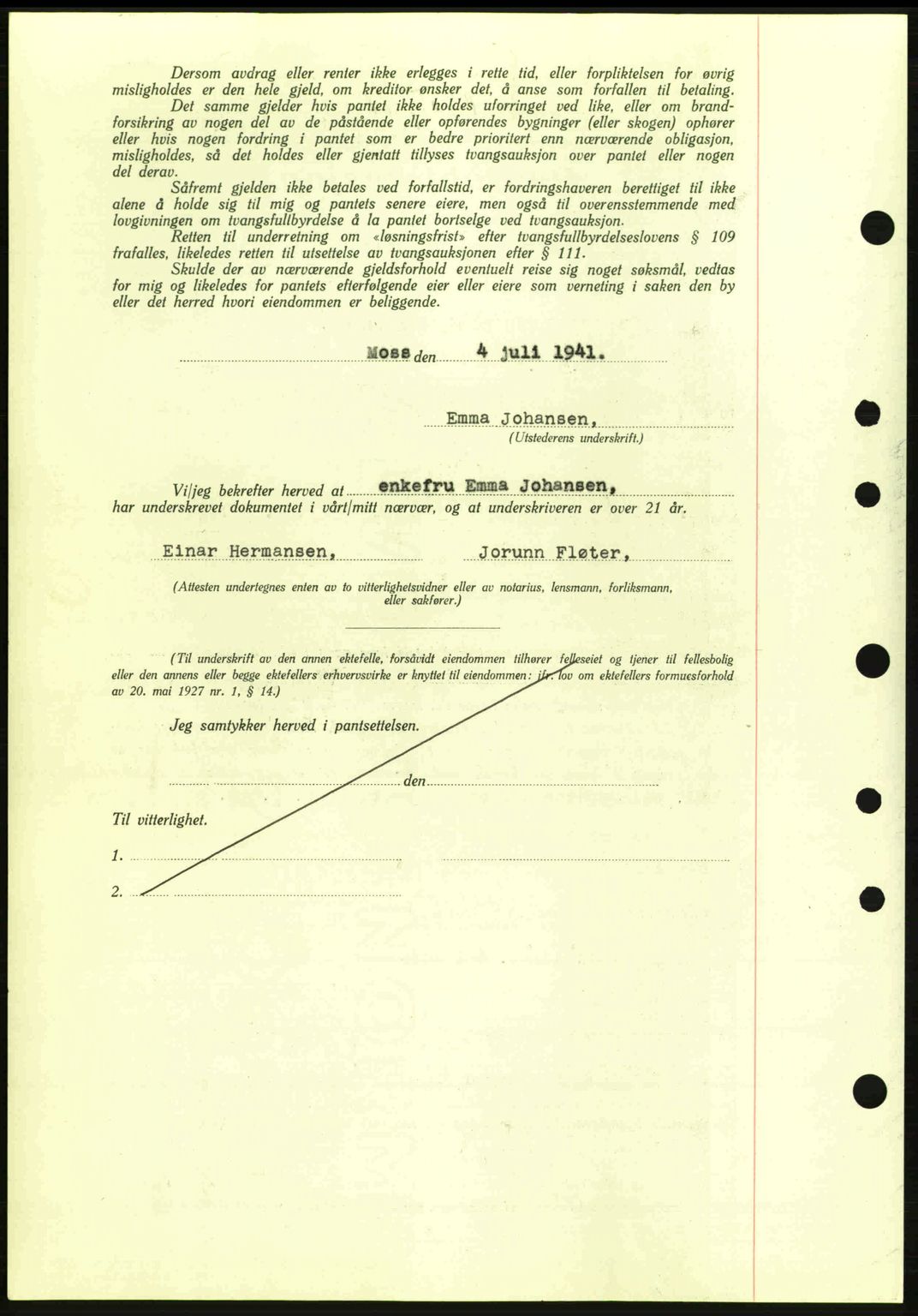 Moss sorenskriveri, SAO/A-10168: Mortgage book no. B10, 1940-1941, Diary no: : 1265/1941