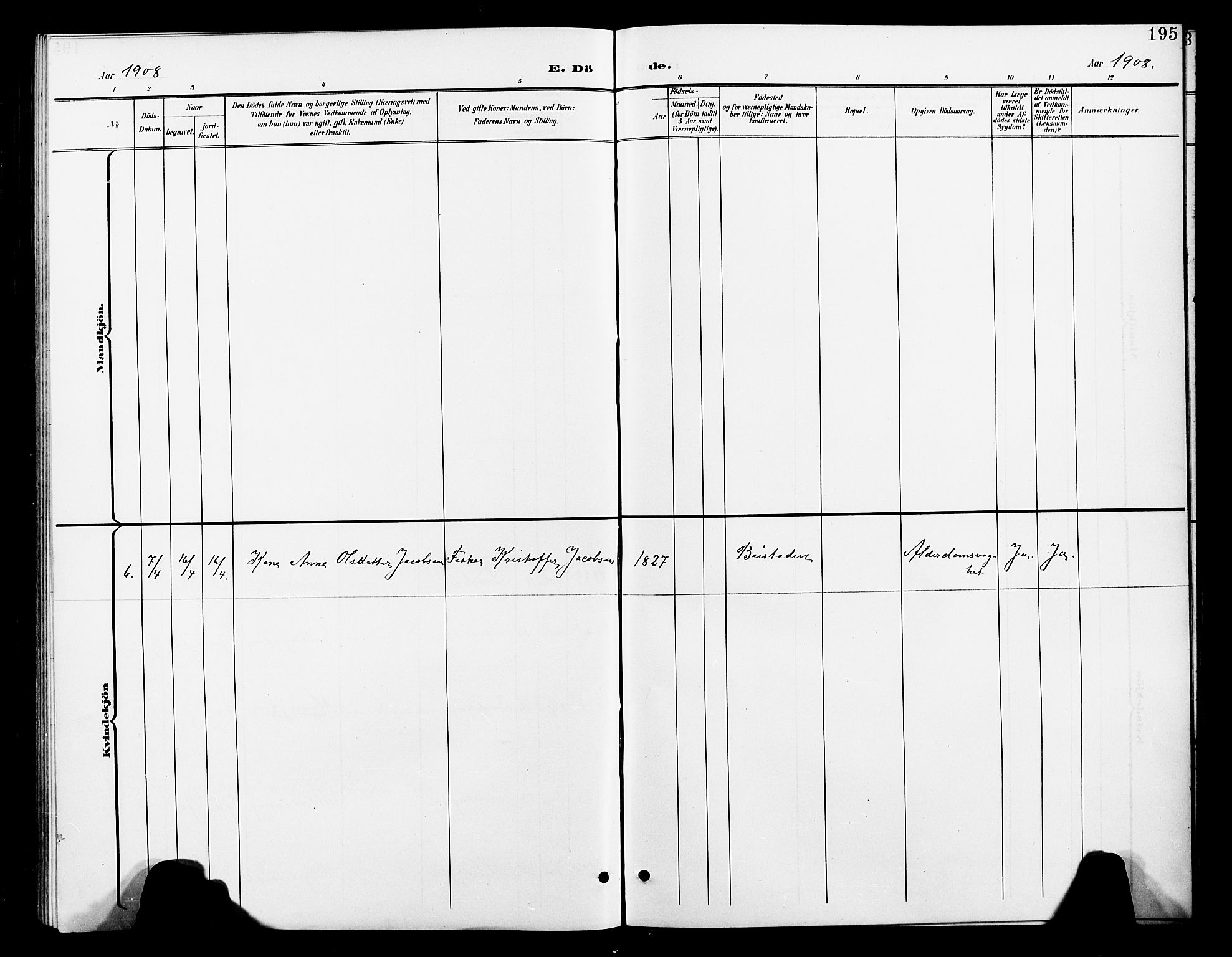 Ministerialprotokoller, klokkerbøker og fødselsregistre - Nord-Trøndelag, SAT/A-1458/739/L0375: Parish register (copy) no. 739C03, 1898-1908, p. 195