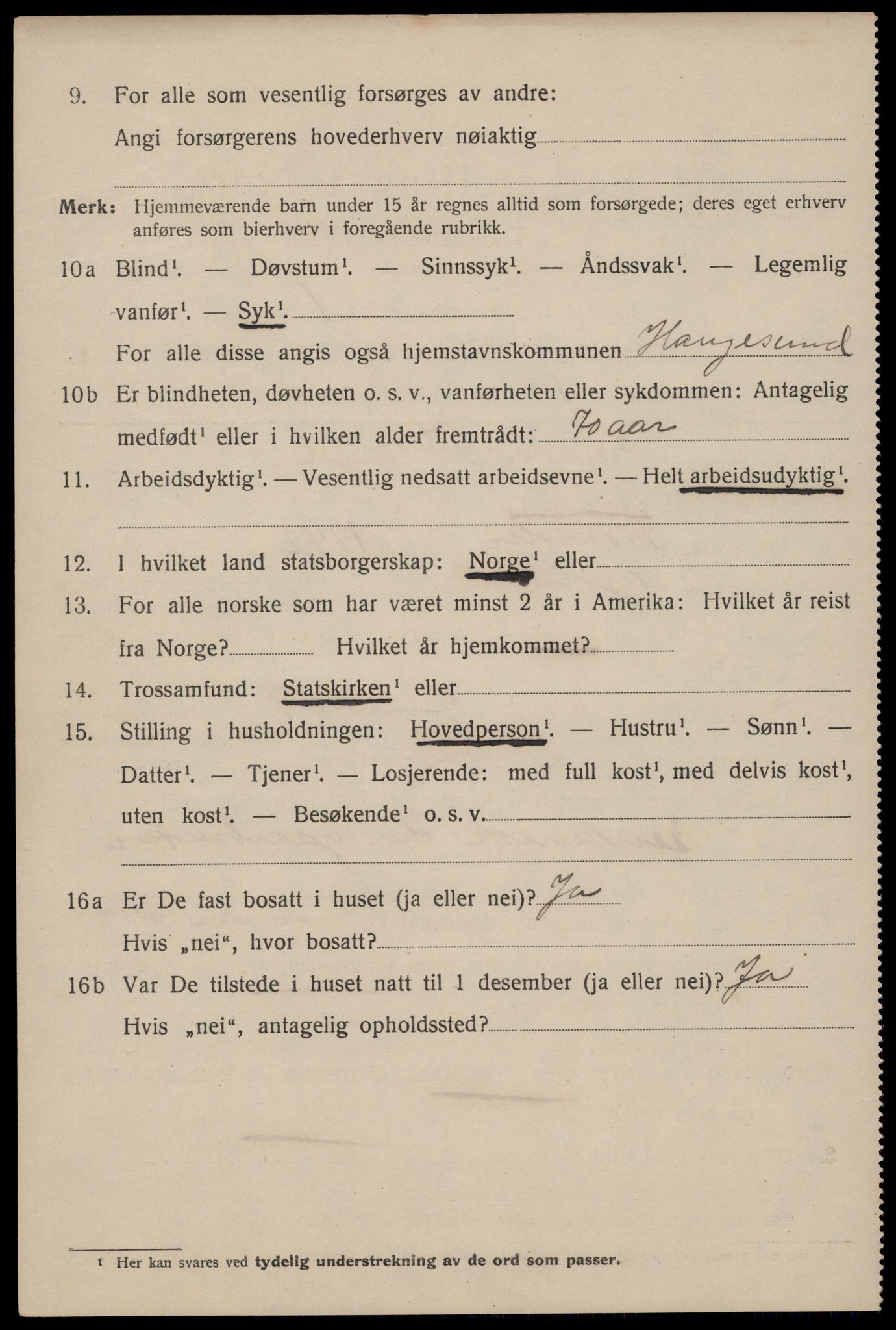 SAST, 1920 census for Haugesund, 1920, p. 12516