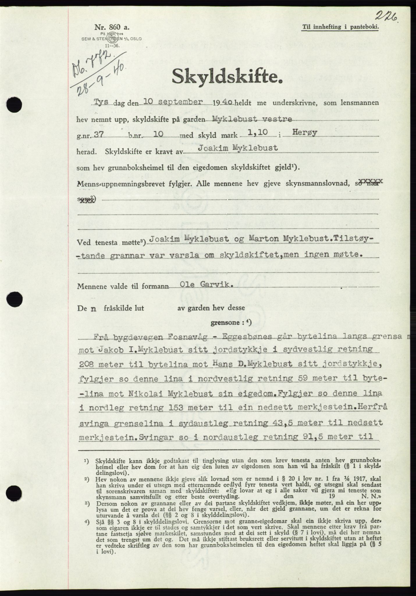 Søre Sunnmøre sorenskriveri, AV/SAT-A-4122/1/2/2C/L0070: Mortgage book no. 64, 1940-1941, Diary no: : 772/1940