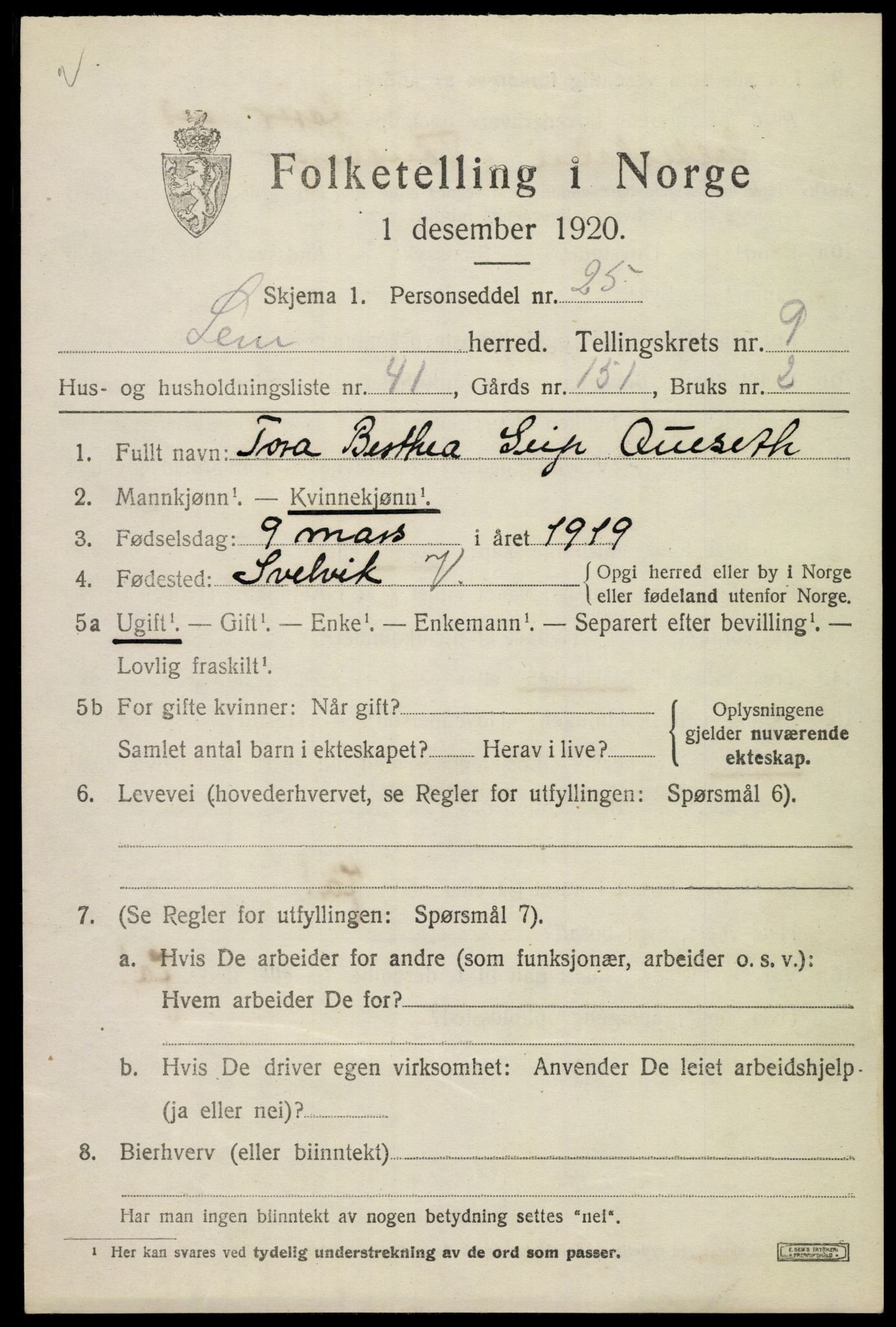 SAKO, 1920 census for Sem, 1920, p. 13021