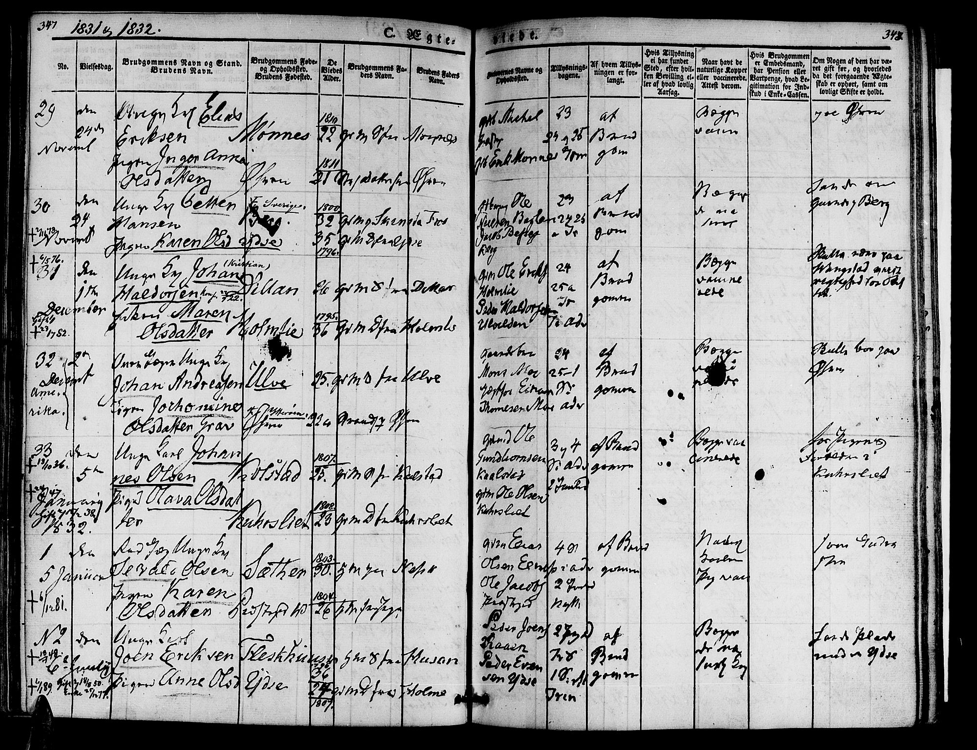 Ministerialprotokoller, klokkerbøker og fødselsregistre - Nord-Trøndelag, SAT/A-1458/723/L0238: Parish register (official) no. 723A07, 1831-1840, p. 347-348
