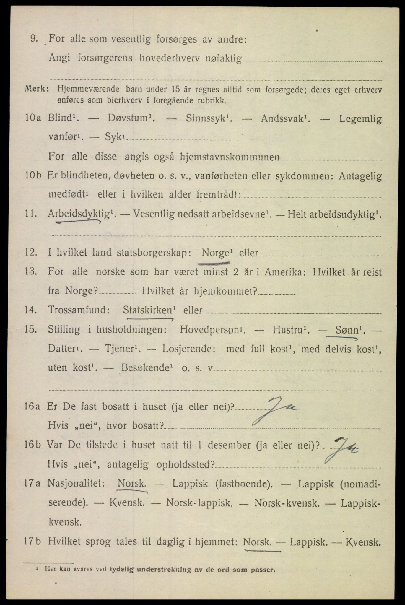 SAT, 1920 census for Tysfjord, 1920, p. 3670