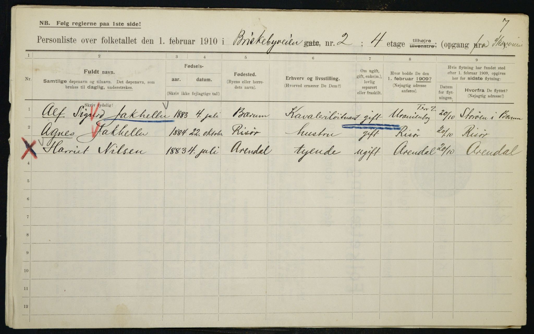 OBA, Municipal Census 1910 for Kristiania, 1910, p. 8808