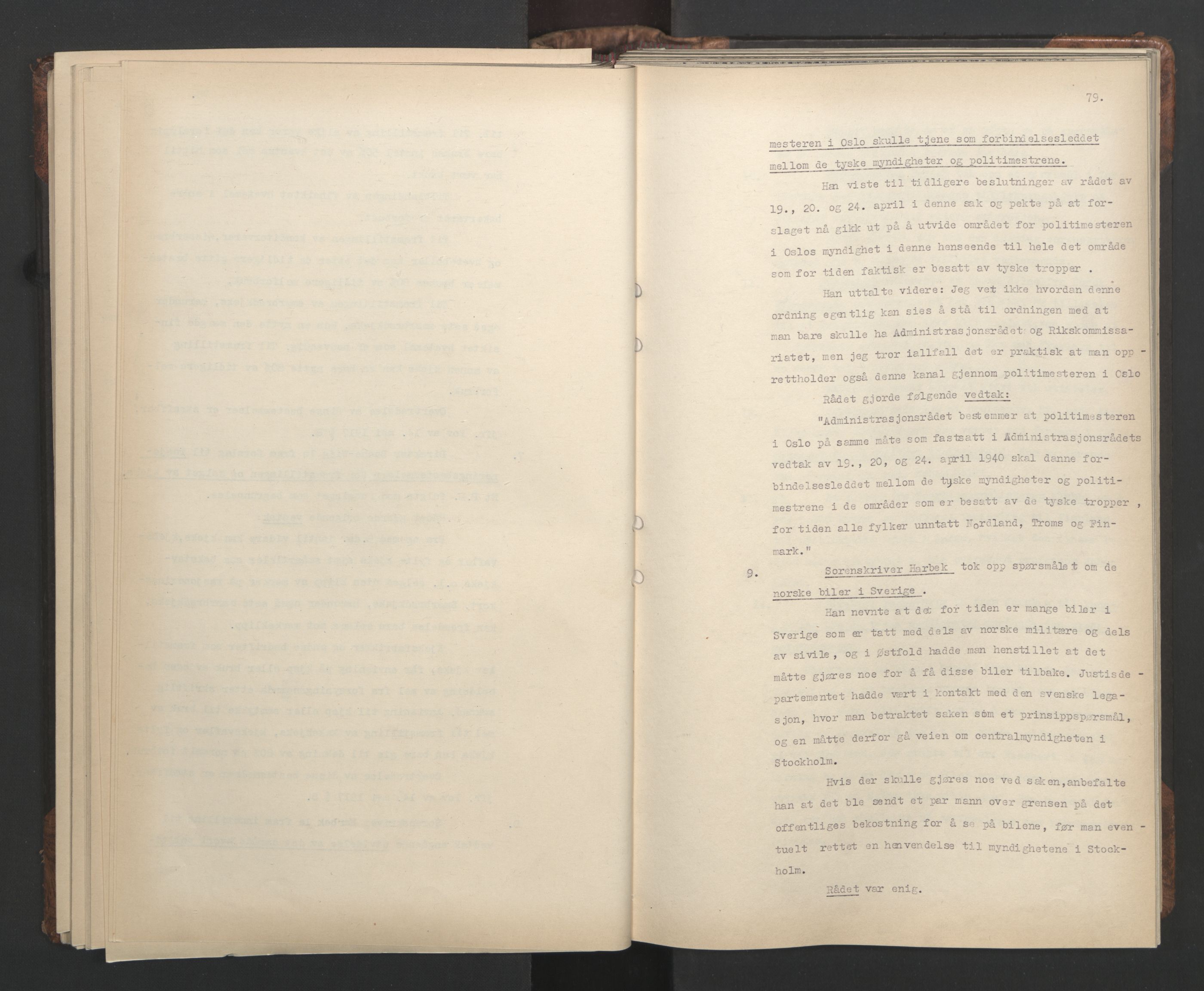 Administrasjonsrådet, AV/RA-S-1004/A/L0001: Møteprotokoll med tillegg 15/4-25/9, 1940, p. 79