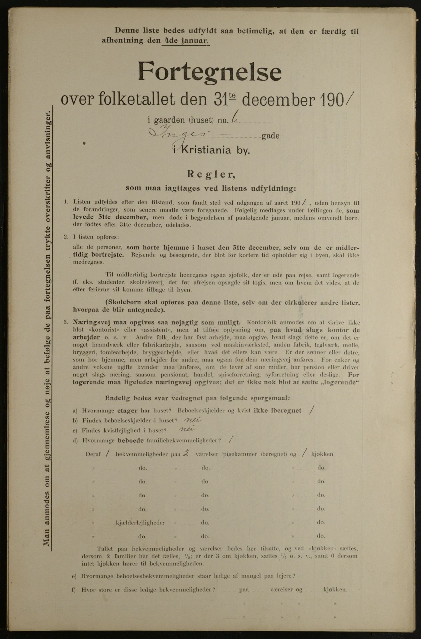 OBA, Municipal Census 1901 for Kristiania, 1901, p. 6905