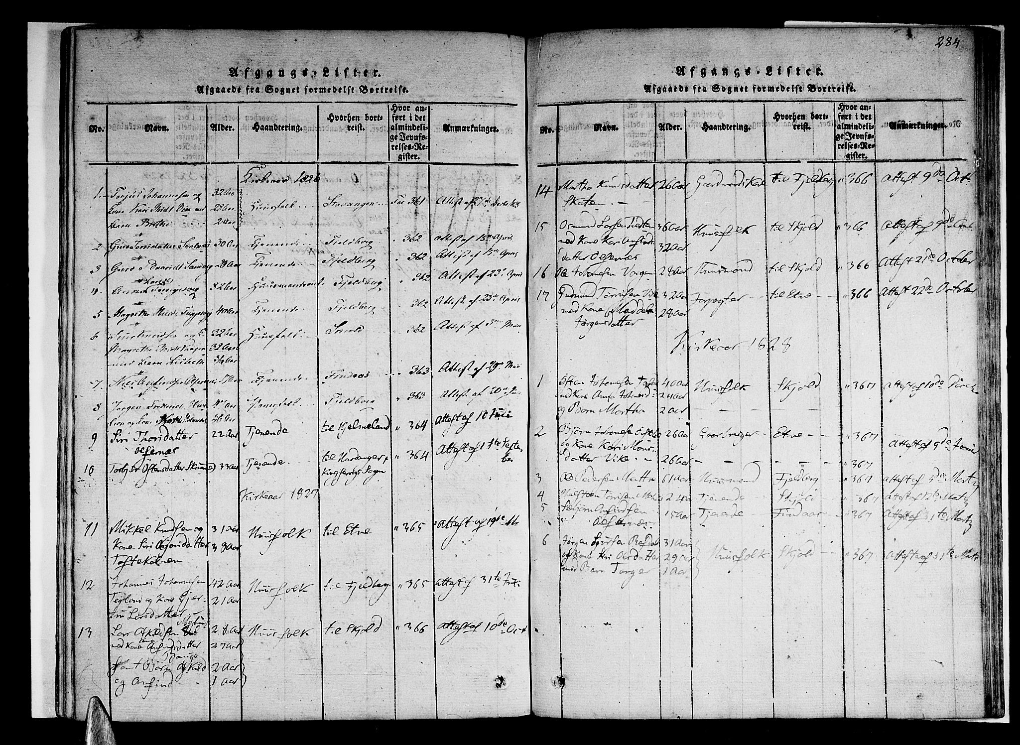 Skånevik sokneprestembete, AV/SAB-A-77801/H/Haa: Parish register (official) no. A 3, 1815-1828, p. 284