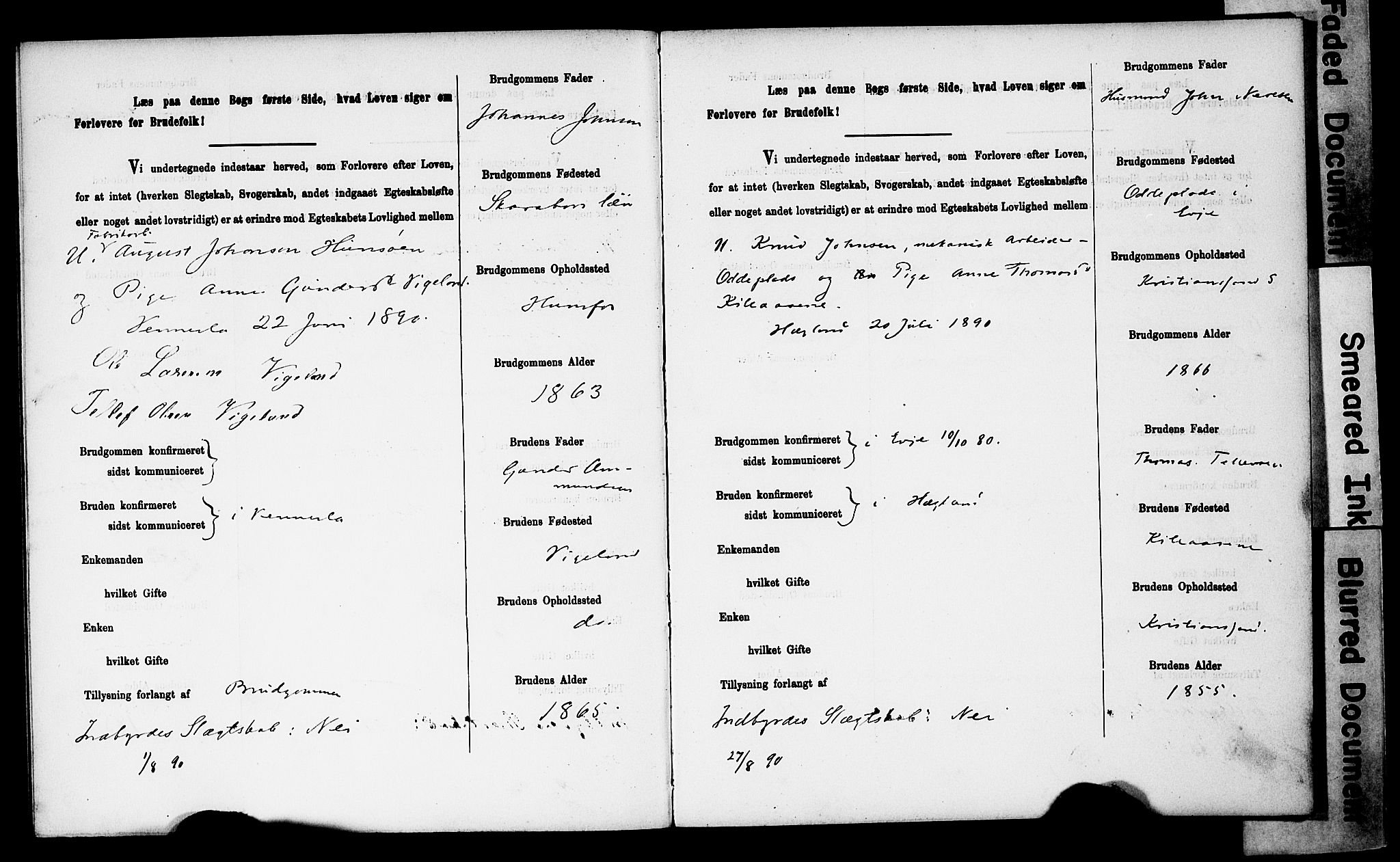 Vennesla sokneprestkontor, AV/SAK-1111-0045/J/L0032/0003: Banns register no. II 5 1, 1886-1892, p. 51