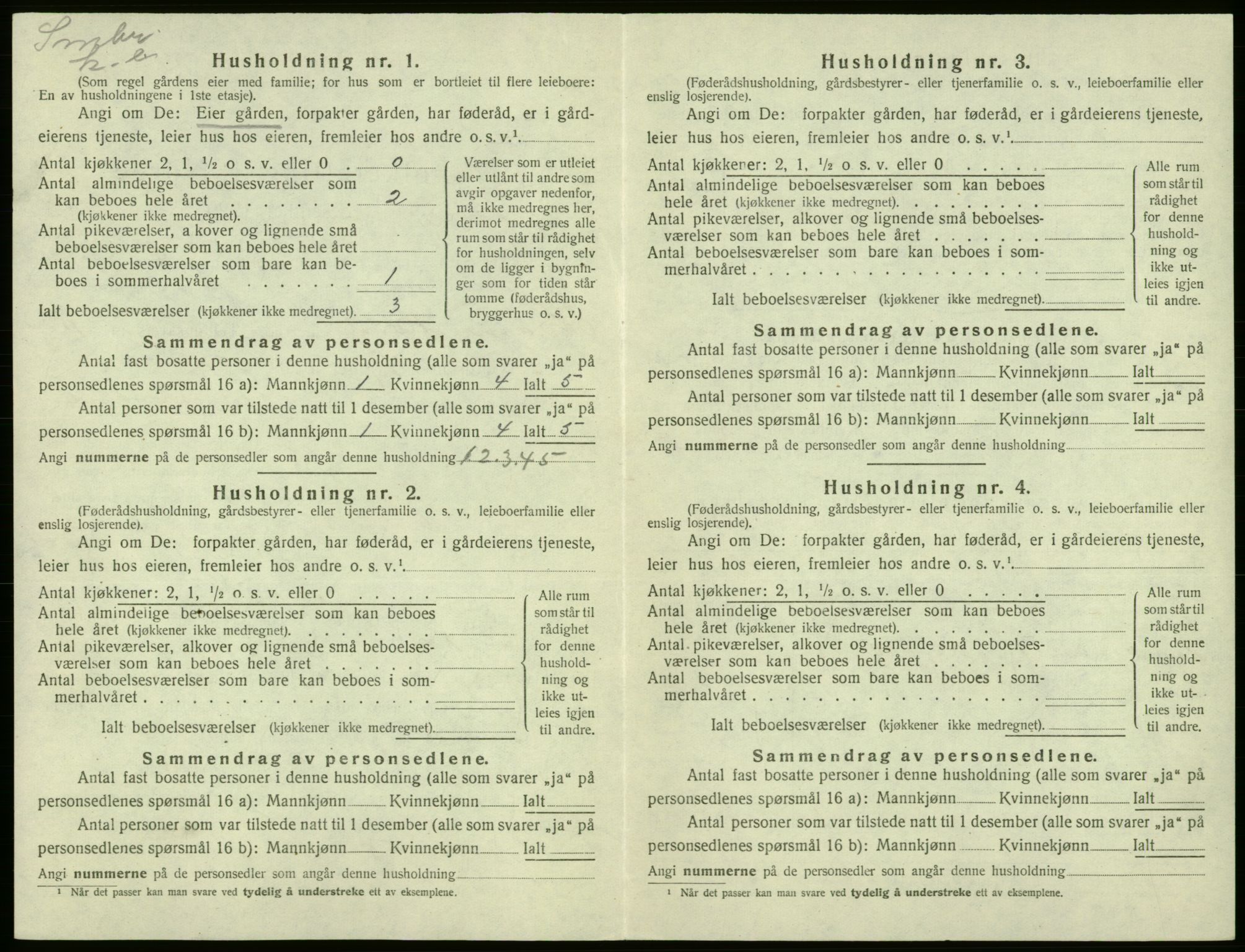 SAB, 1920 census for Kvam, 1920, p. 967