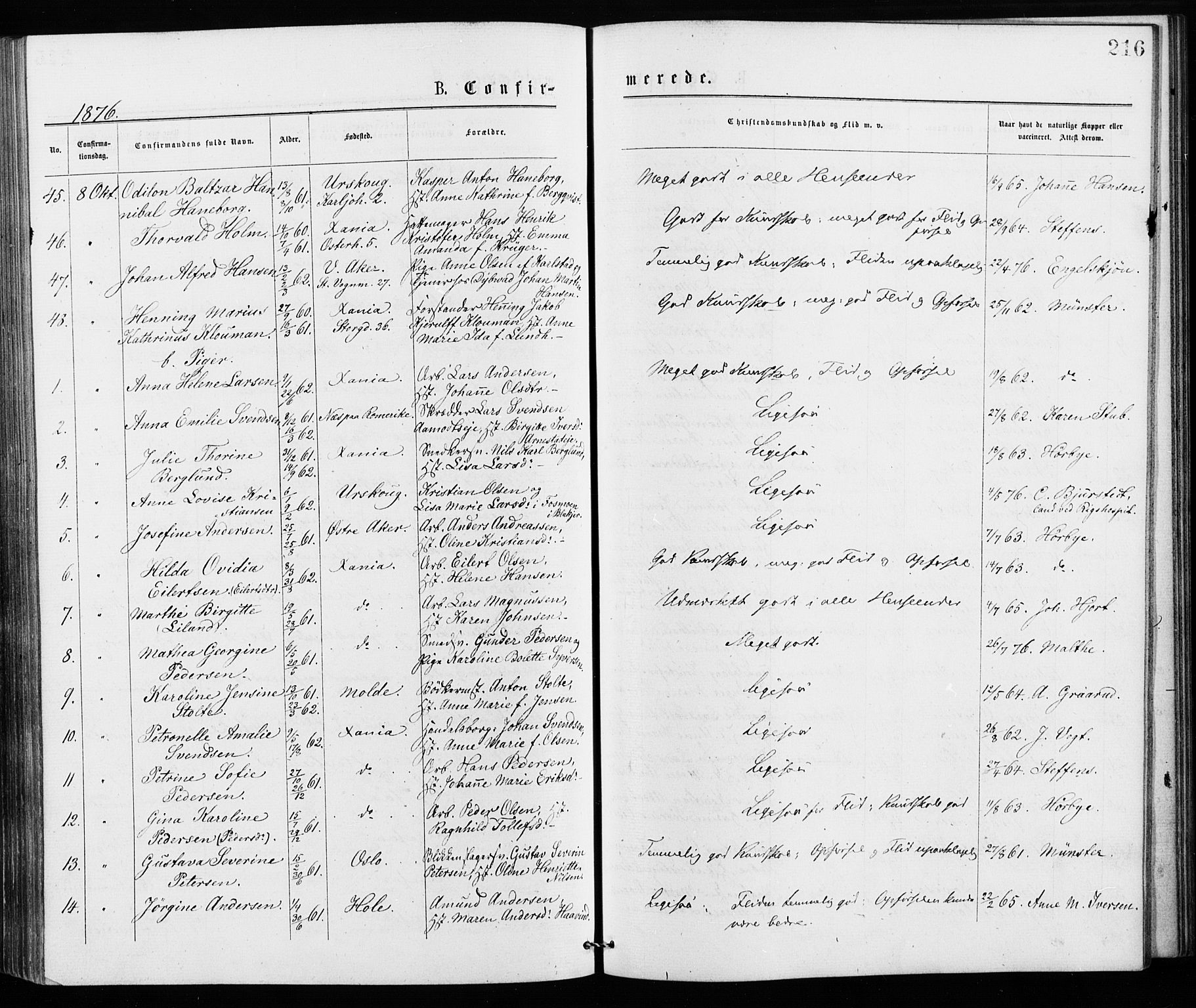 Jakob prestekontor Kirkebøker, SAO/A-10850/F/Fa/L0001: Parish register (official) no. 1, 1875-1924, p. 216