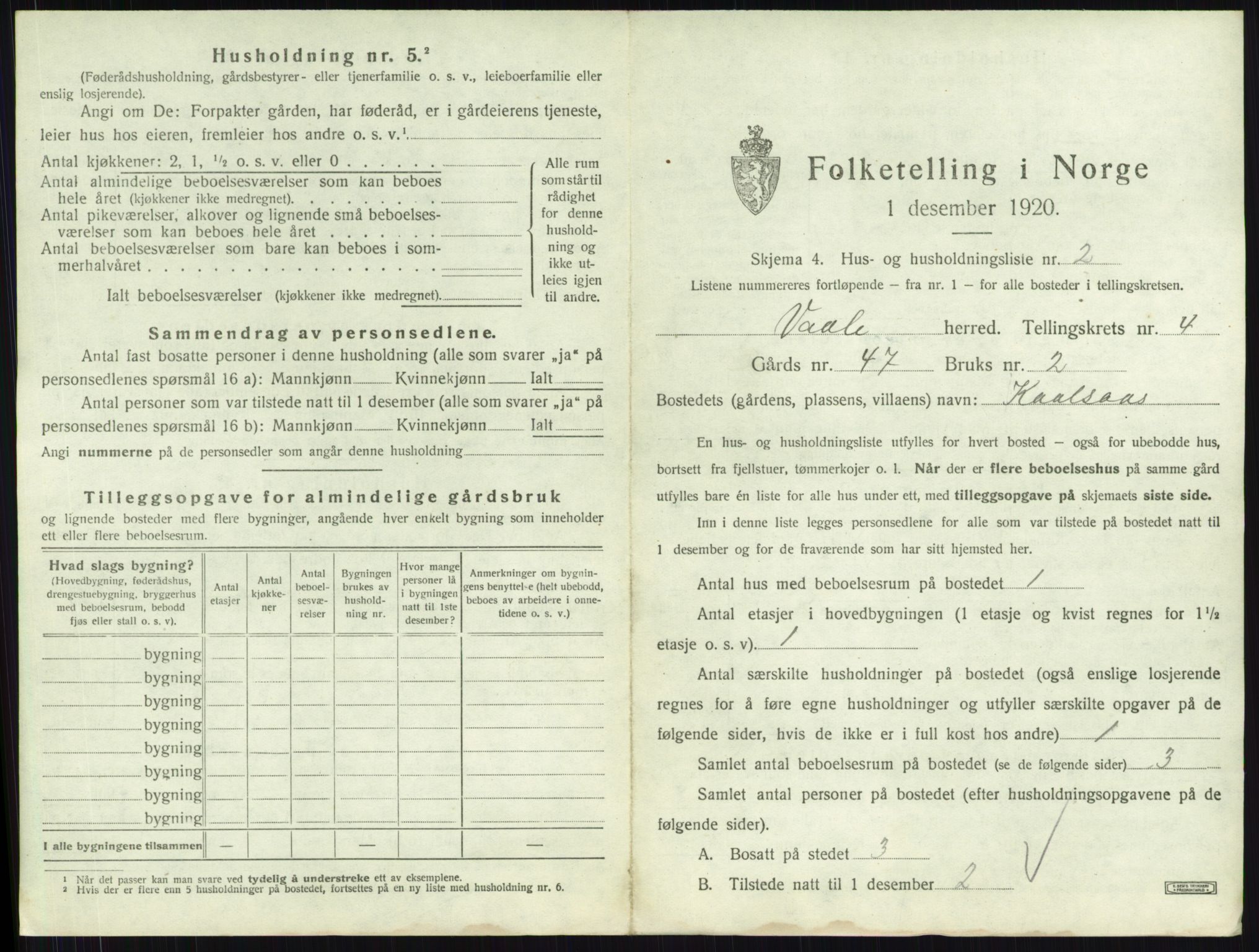 SAKO, 1920 census for Våle, 1920, p. 408