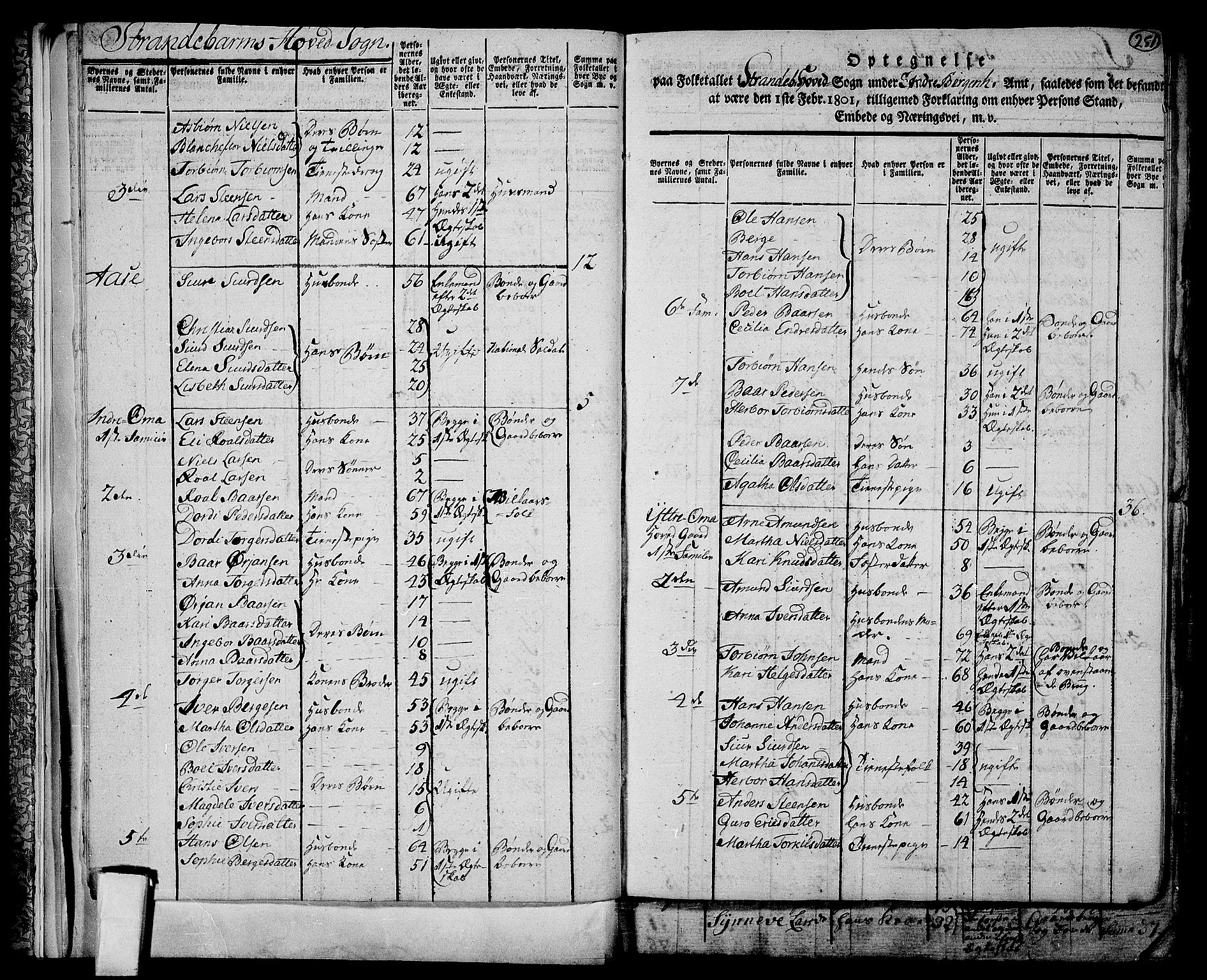 RA, 1801 census for 1226P Strandebarm, 1801, p. 250b-251a