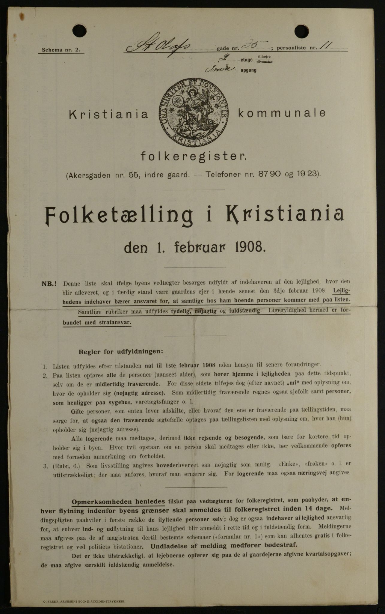 OBA, Municipal Census 1908 for Kristiania, 1908, p. 79616