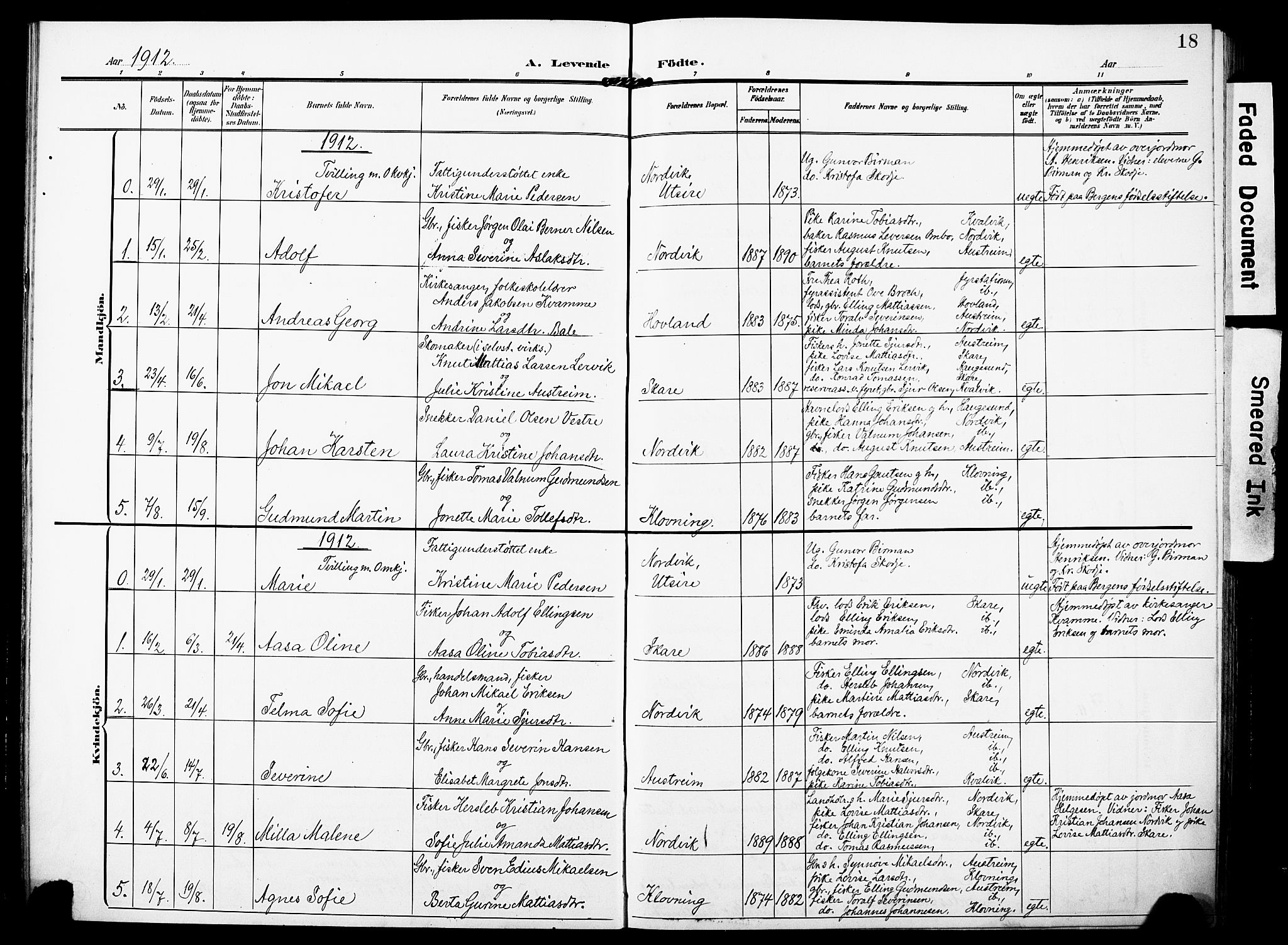 Torvastad sokneprestkontor, SAST/A -101857/H/Ha/Haa/L0018: Parish register (official) no. A 17, 1903-1925, p. 18