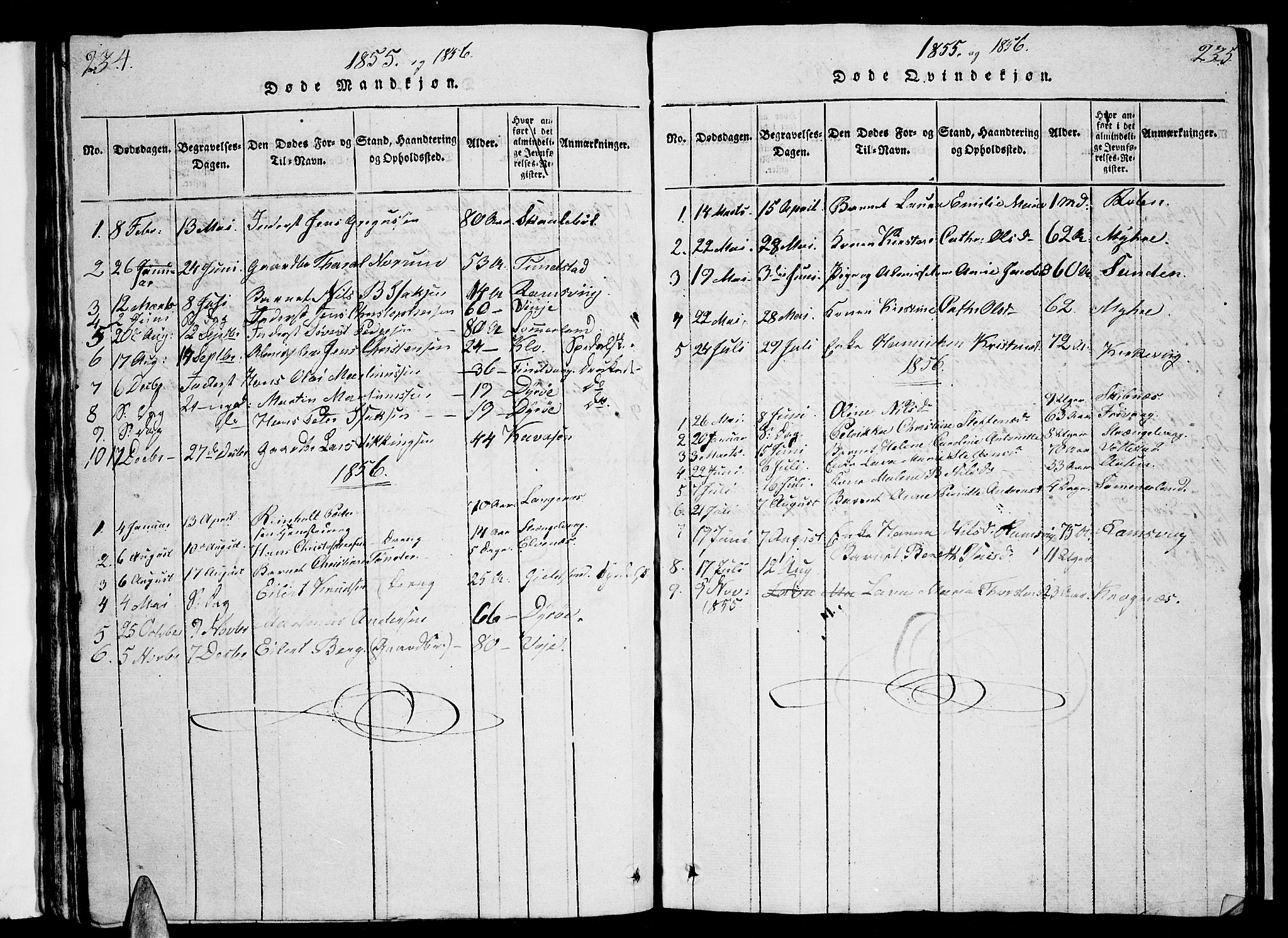 Ministerialprotokoller, klokkerbøker og fødselsregistre - Nordland, AV/SAT-A-1459/893/L1346: Parish register (copy) no. 893C01, 1820-1858, p. 234-235