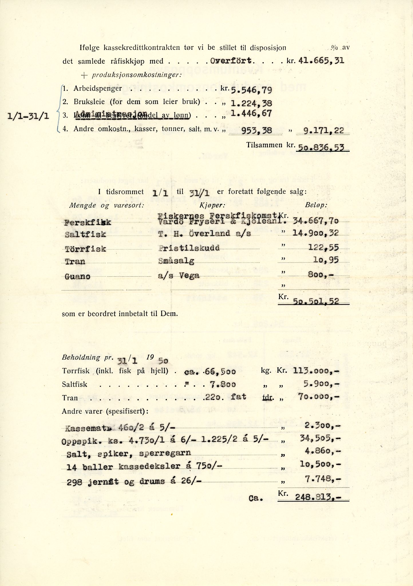 Vardø Fiskersamvirkelag, VAMU/A-0037/D/Da/L0005: Korrespondanse Ma-Re, 1947-1950