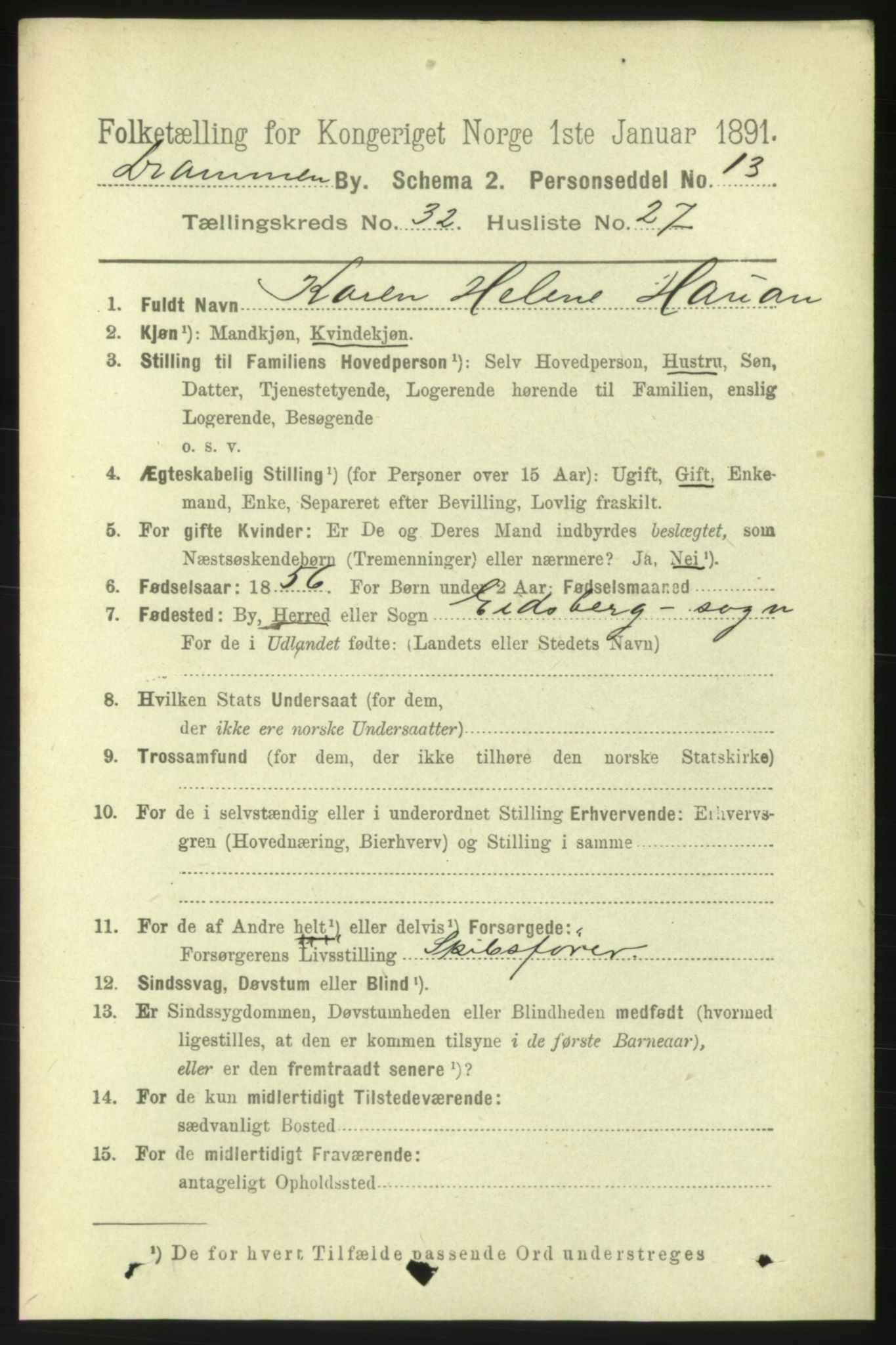 RA, 1891 census for 0602 Drammen, 1891, p. 19599