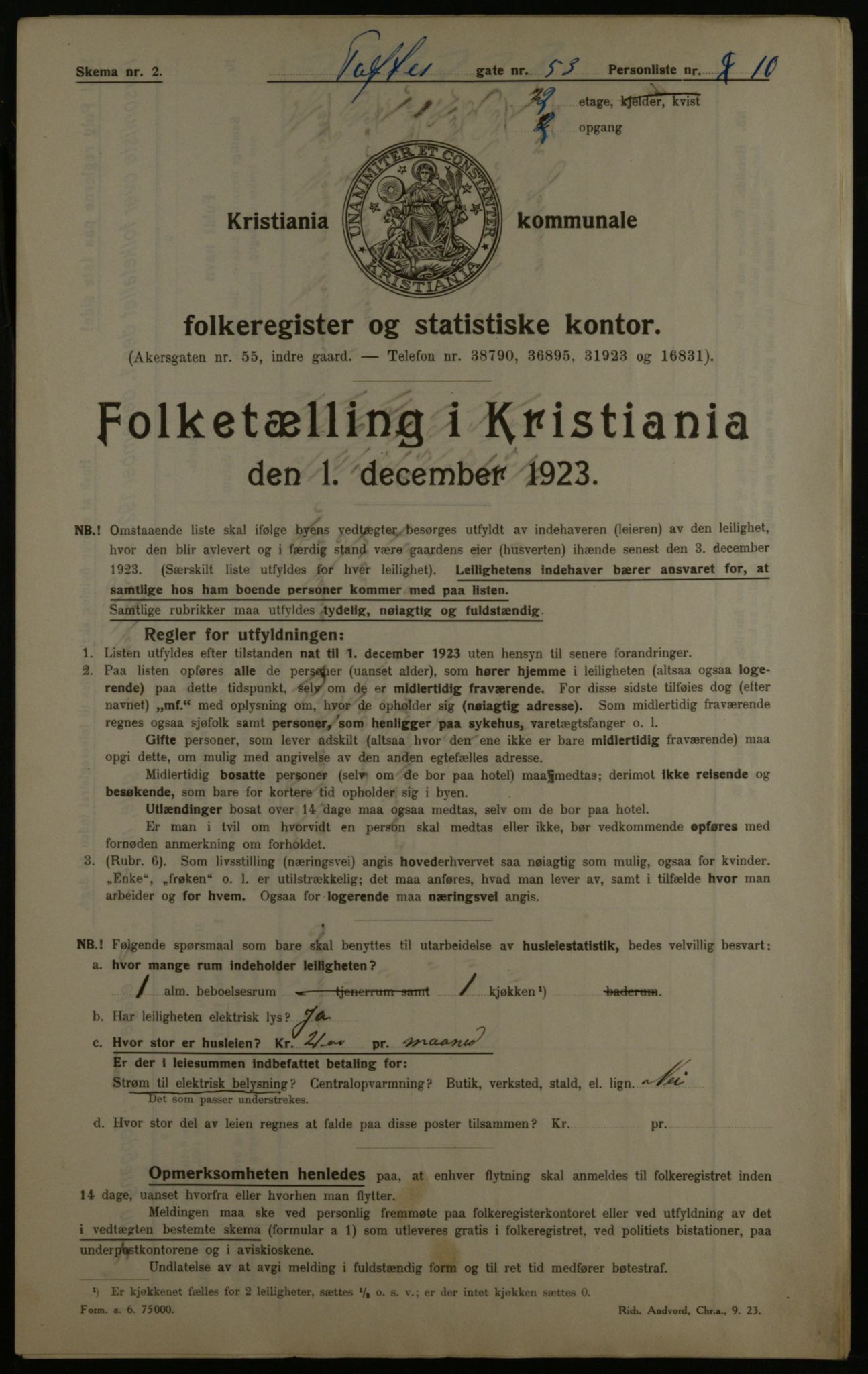 OBA, Municipal Census 1923 for Kristiania, 1923, p. 124519
