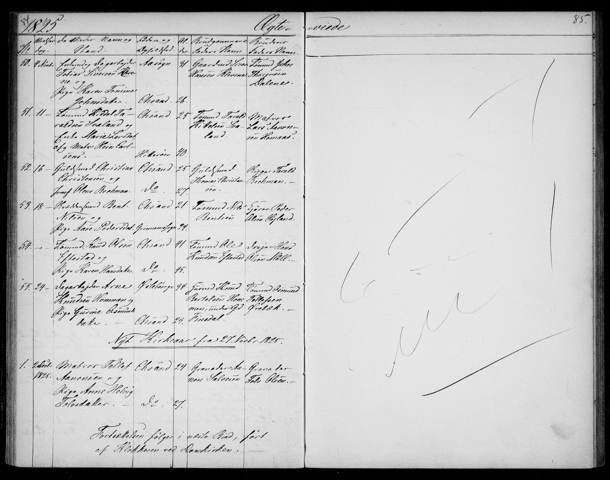 Kristiansand domprosti, AV/SAK-1112-0006/F/Fb/L0002: Parish register (copy) no. B 2, 1822-1825, p. 84-85