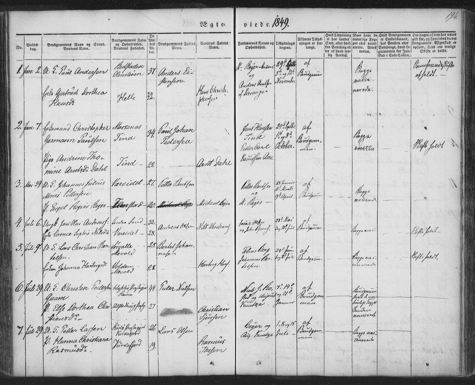 Ministerialprotokoller, klokkerbøker og fødselsregistre - Nordland, SAT/A-1459/885/L1202: Parish register (official) no. 885A03, 1838-1859, p. 194