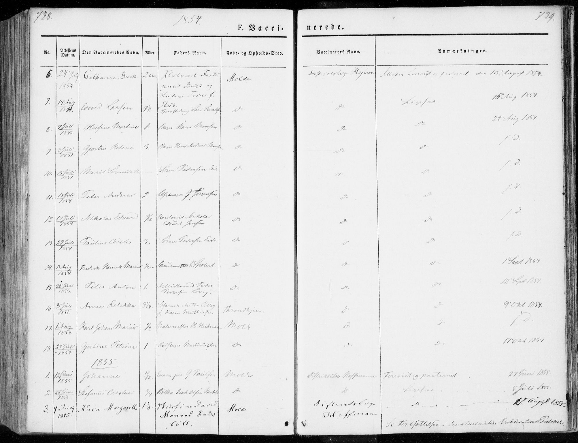 Ministerialprotokoller, klokkerbøker og fødselsregistre - Møre og Romsdal, SAT/A-1454/558/L0689: Parish register (official) no. 558A03, 1843-1872, p. 738-739